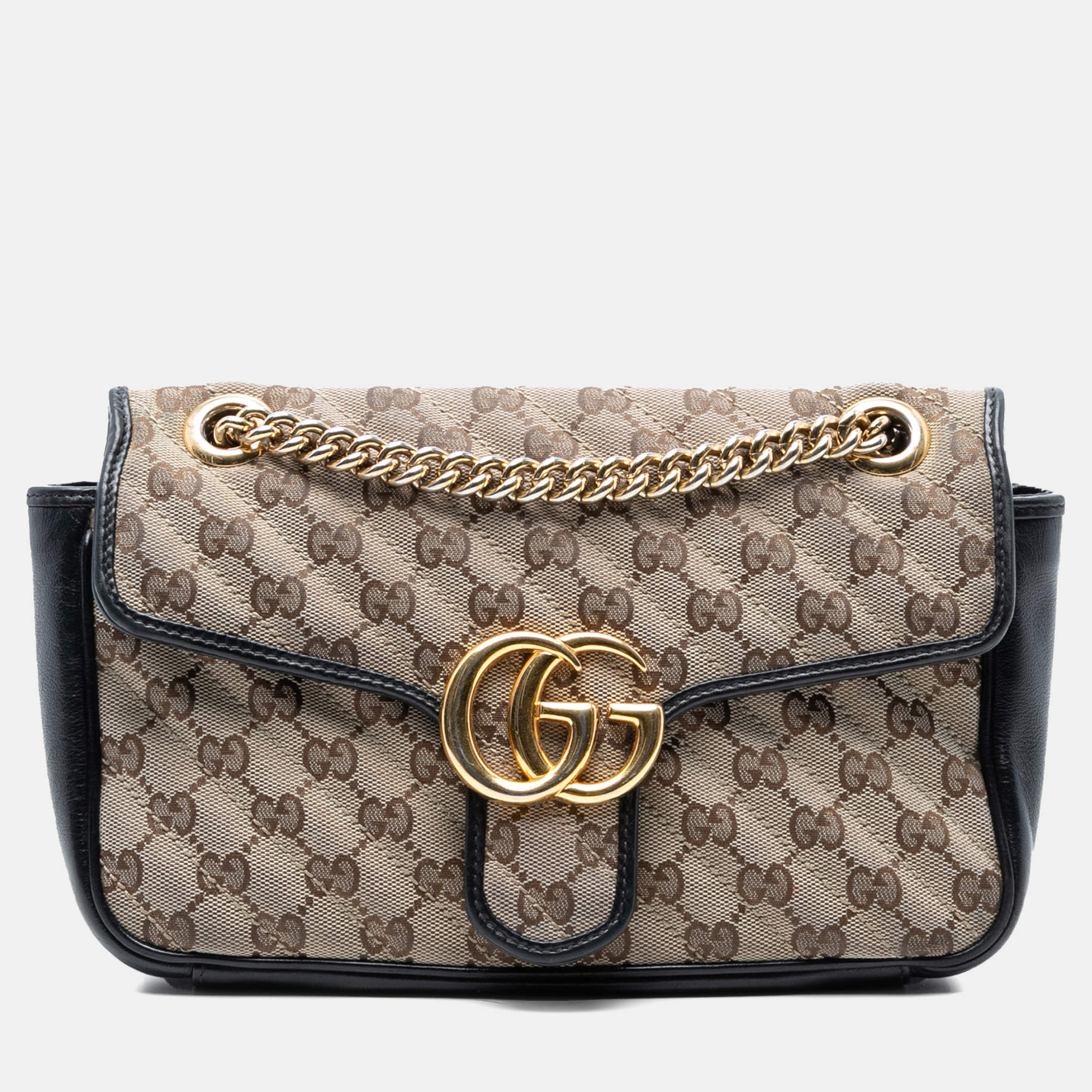 Click to view more detailed imagery on our partner's website Pre-owned Gucci Brown Medium Gg Marmont Matelasse Diagonal Gg Canvas Shoulder Bag