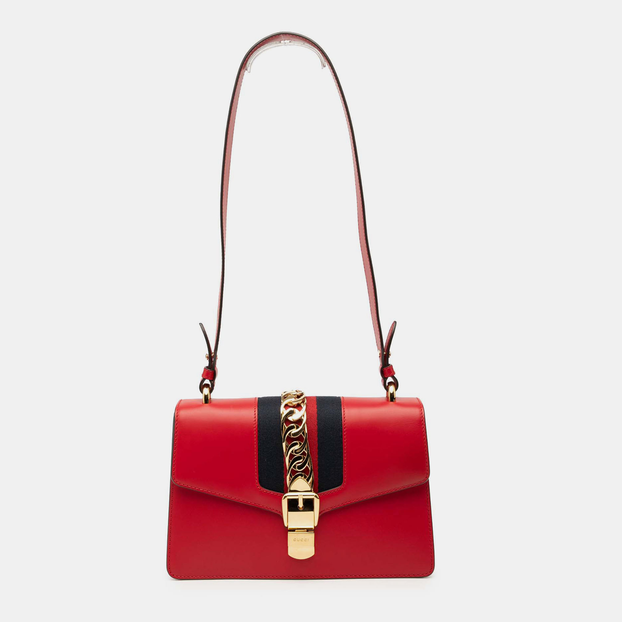 

Gucci Red Small Leather Sylvie Web Satchel
