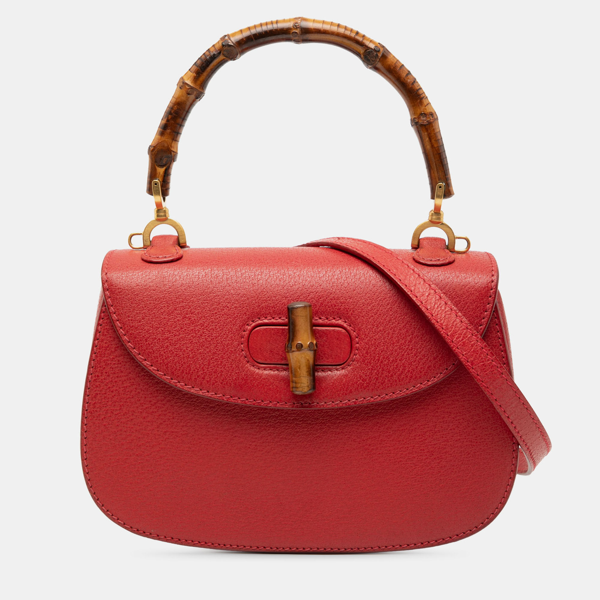 

Gucci Red Grained Calfskin Bamboo Night