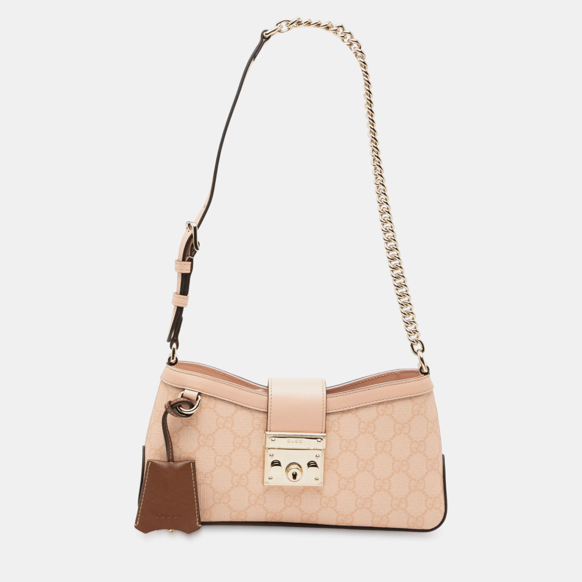 

Gucci Pink Small GG Supreme Padlock Shoulder Bag