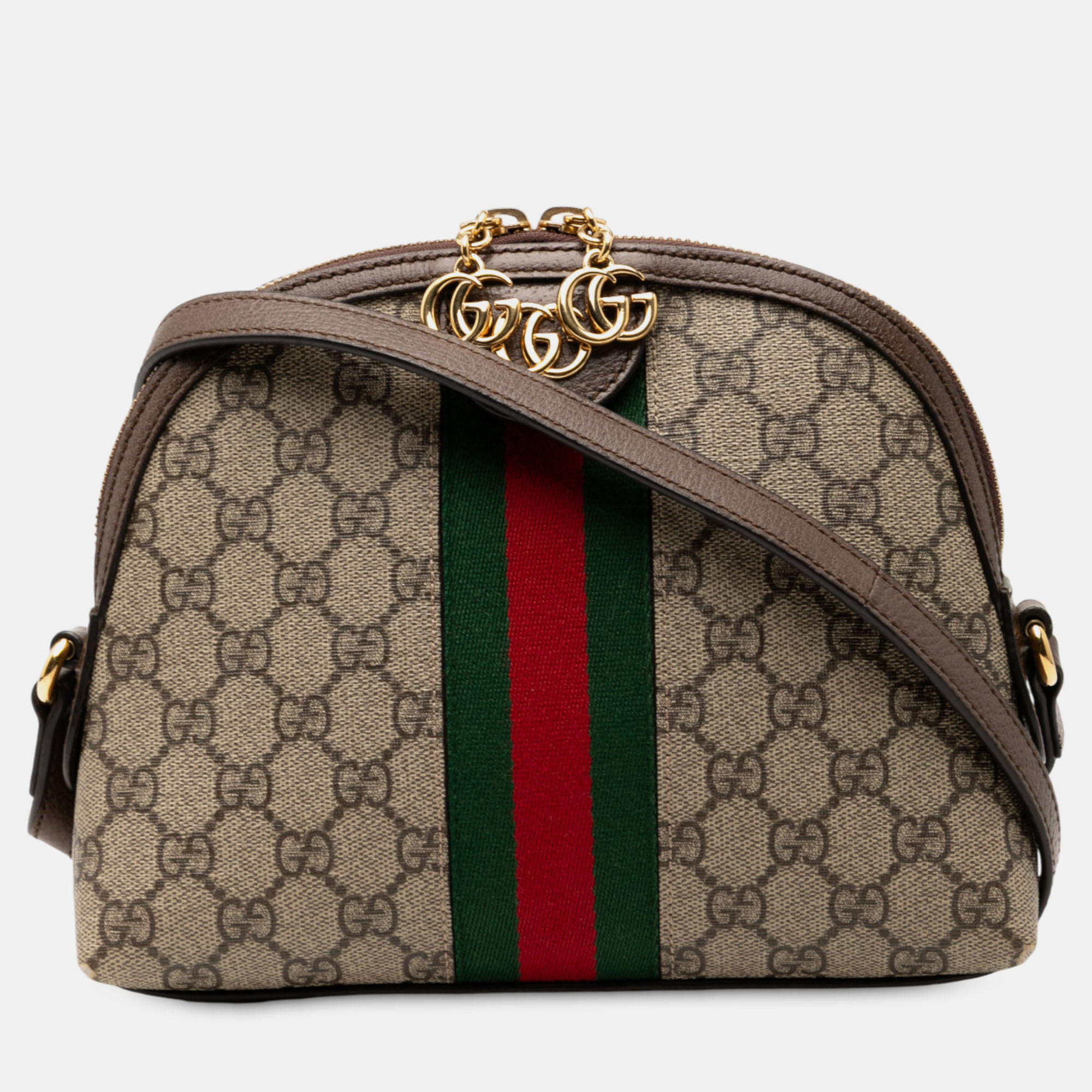 

Gucci Brown Small GG Supreme Ophidia Dome Crossbody