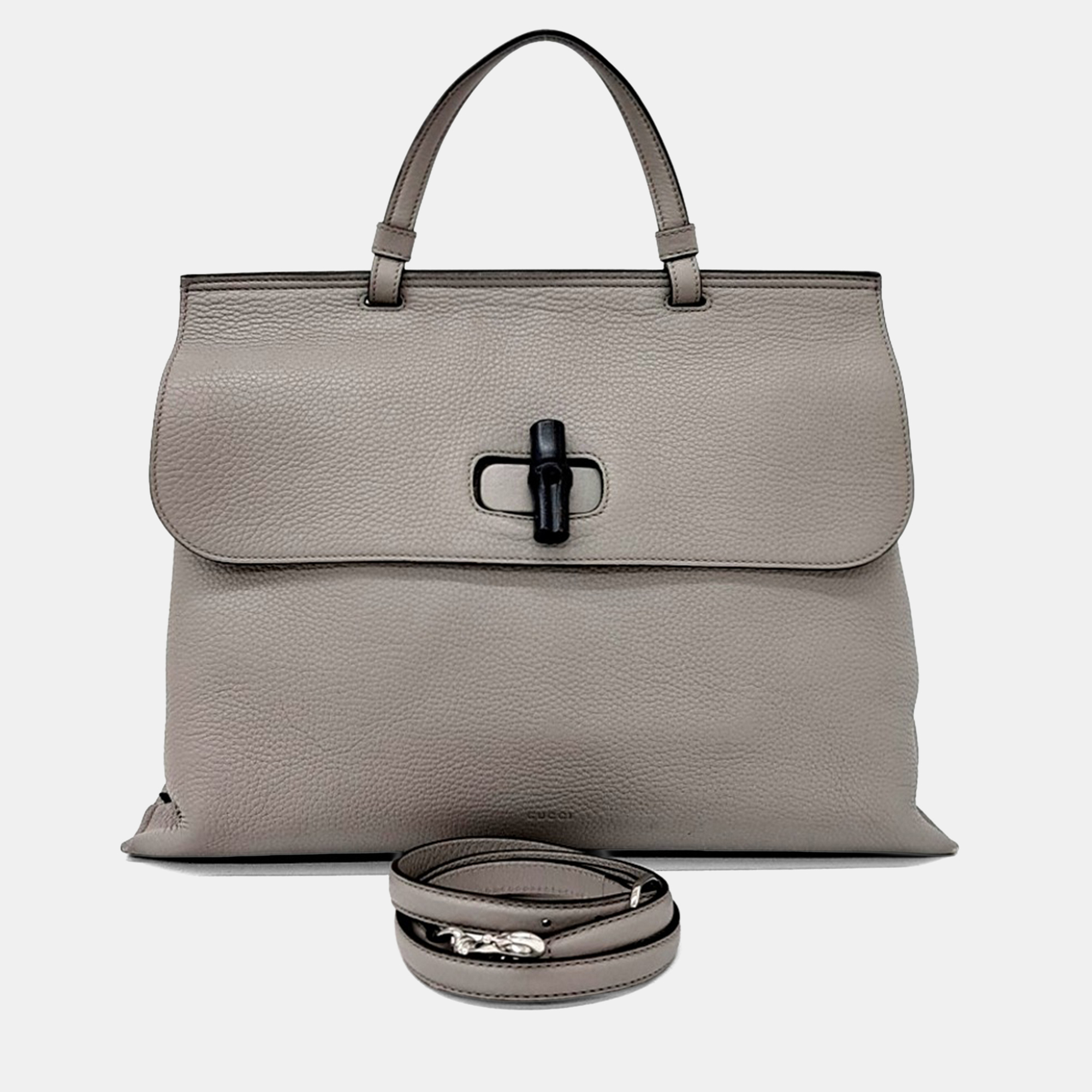 Pre-owned Gucci Grey Leather Daily Tote And Shoulder Bag In Gray