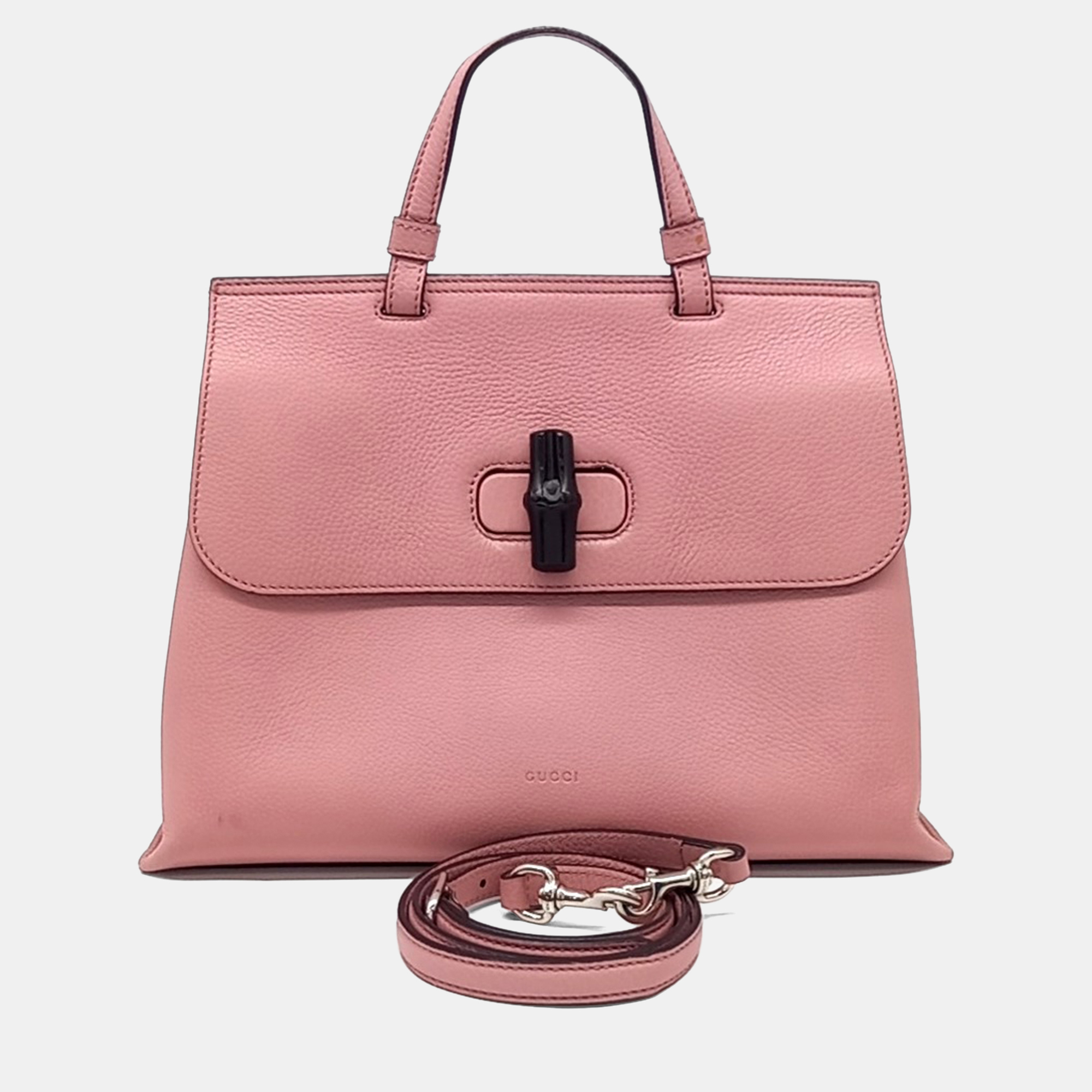 Pre-owned Gucci Pink Leather Daily Tote And Shoulder Bag