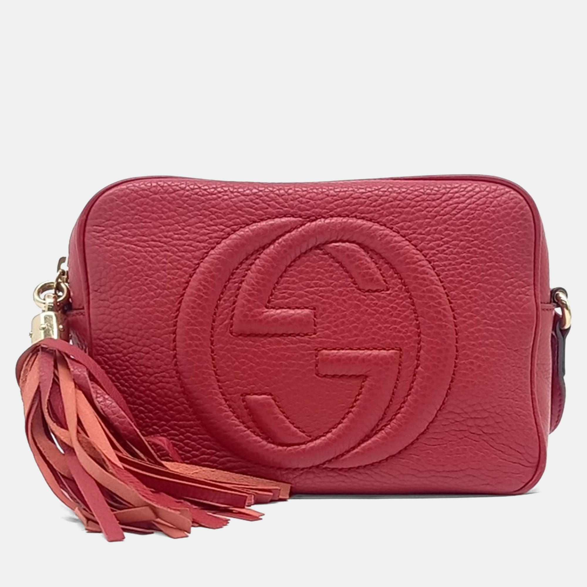 

Gucci Red Leather Disco Bag