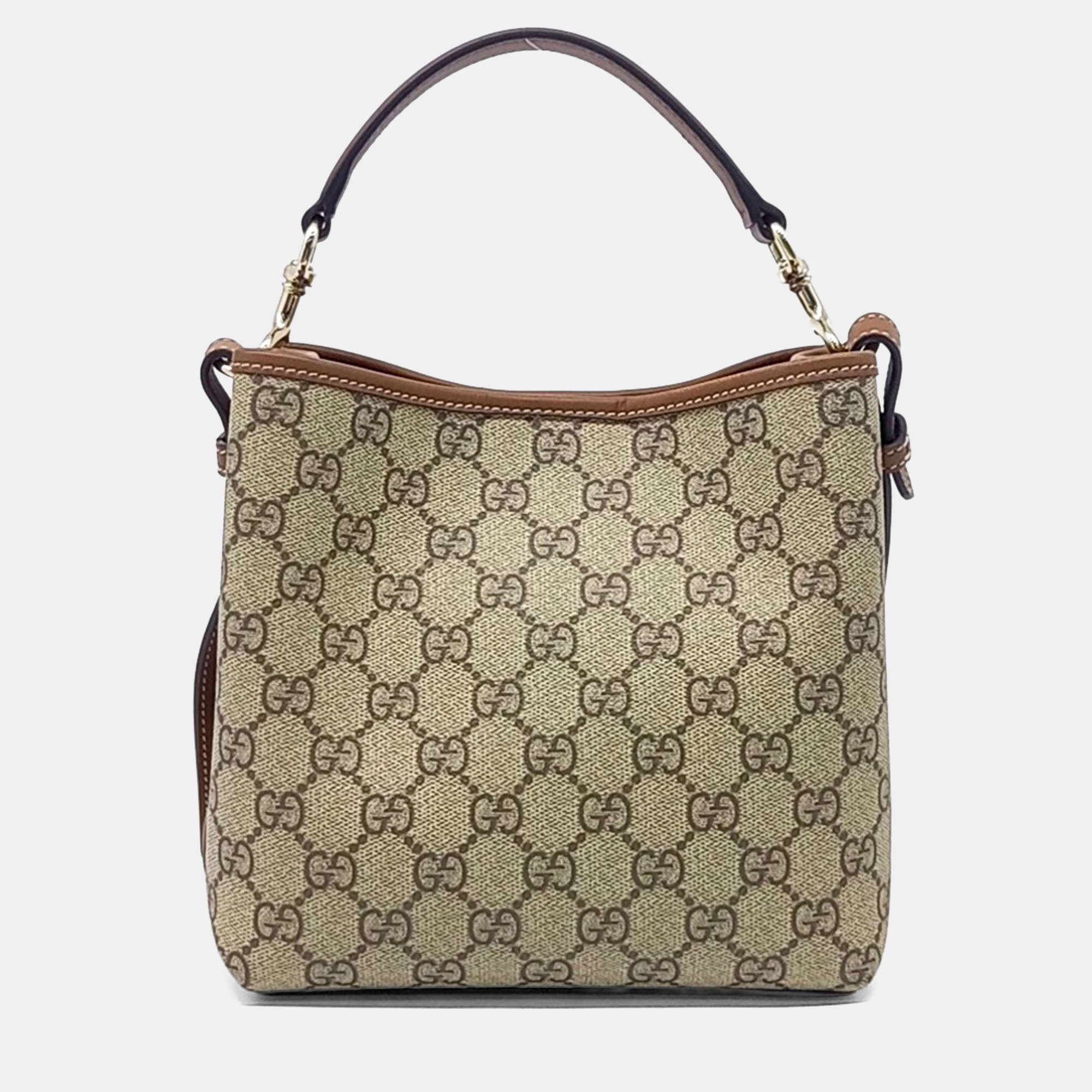 

Gucci Beige PVC GG Emblem Small Bucket Bag