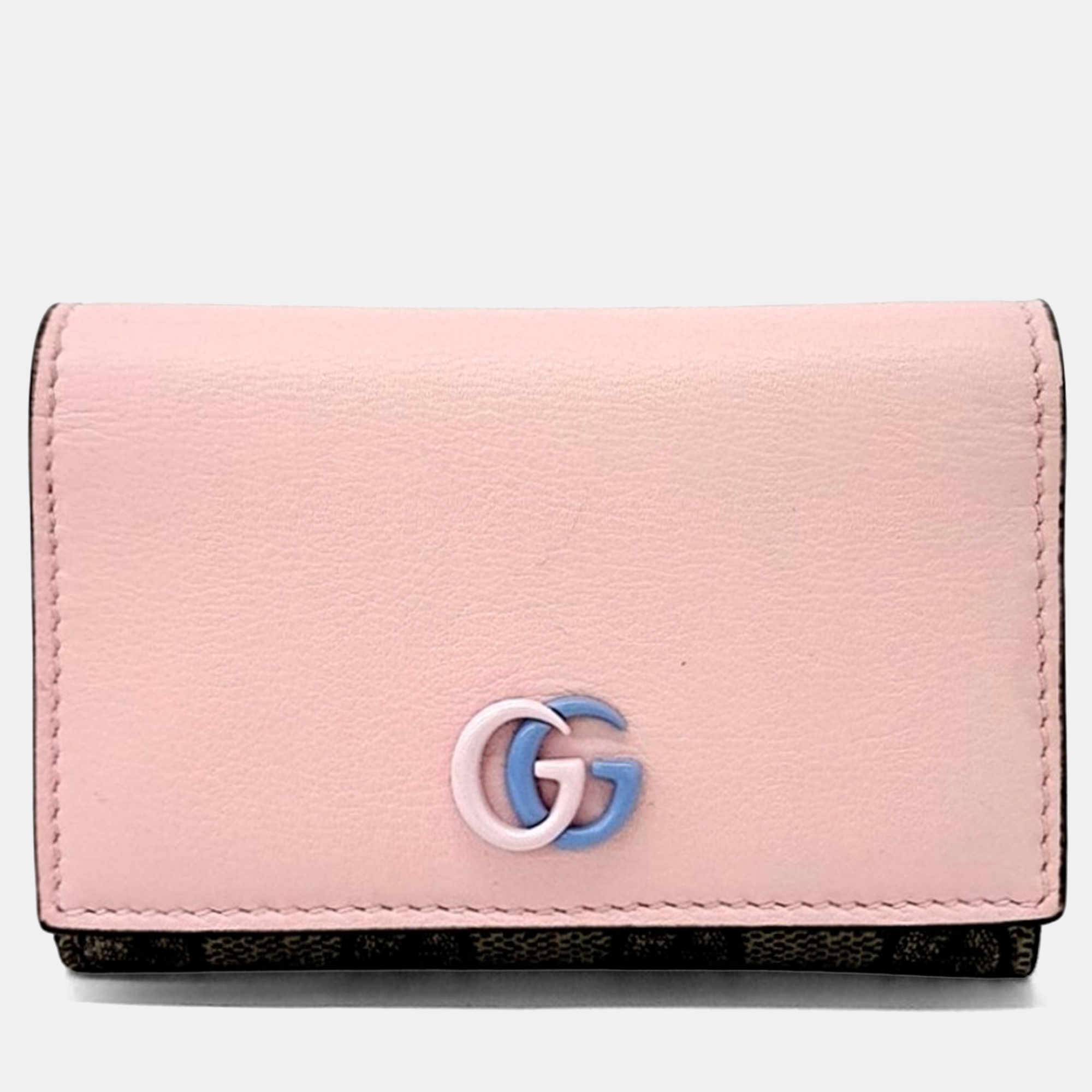 

Gucci Pink Leather GG Marmont Card Holder