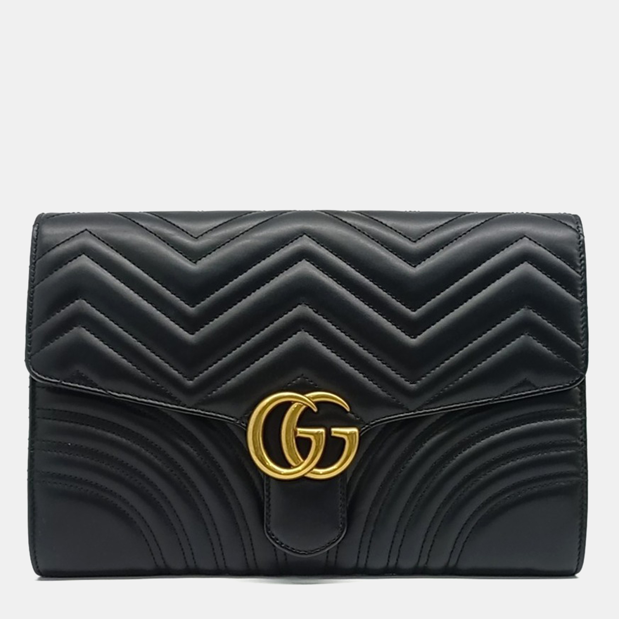 

Gucci Black Leather Marmont Matelasse Clutch