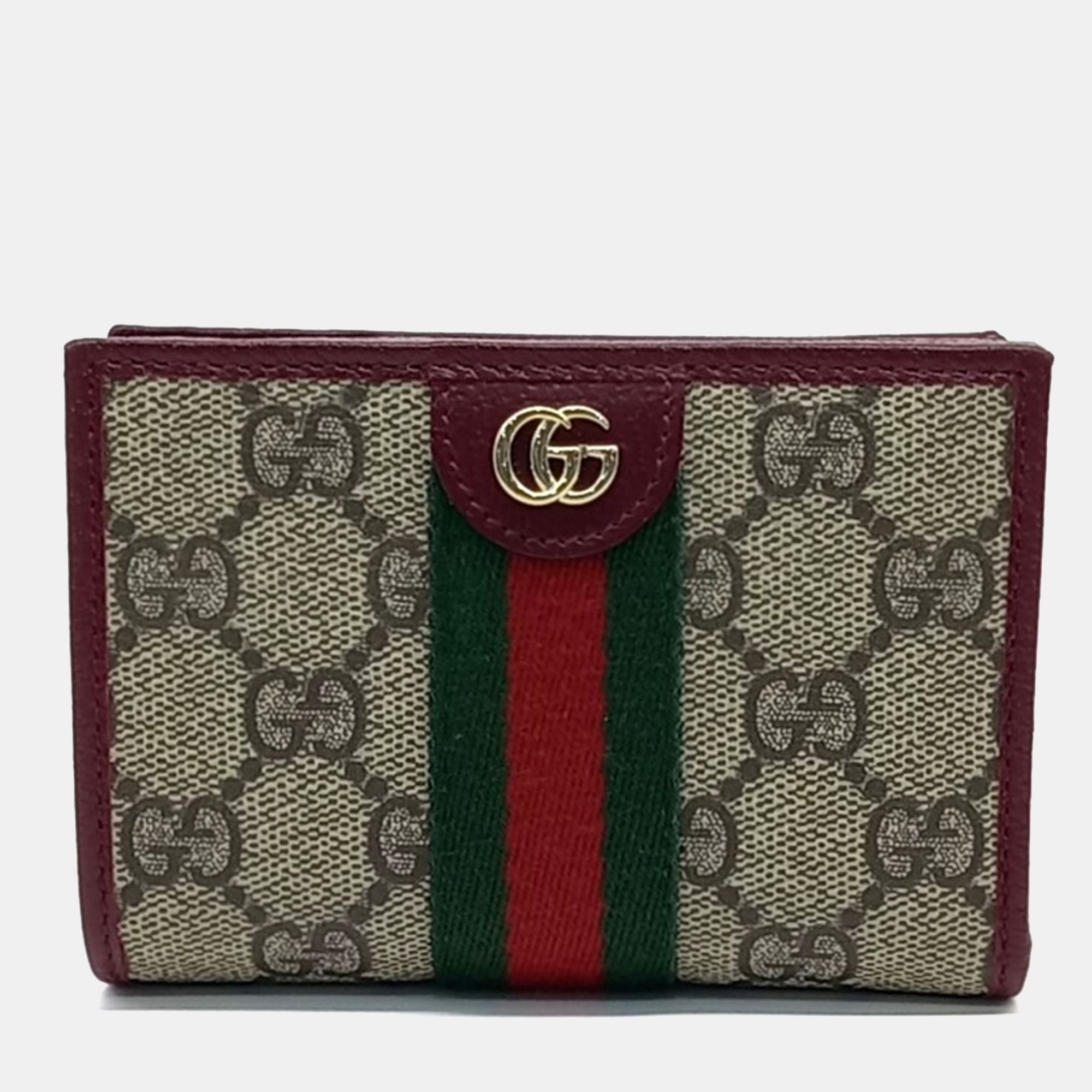 

Gucci Beige Red PVC Ophidia Bifold Wallet
