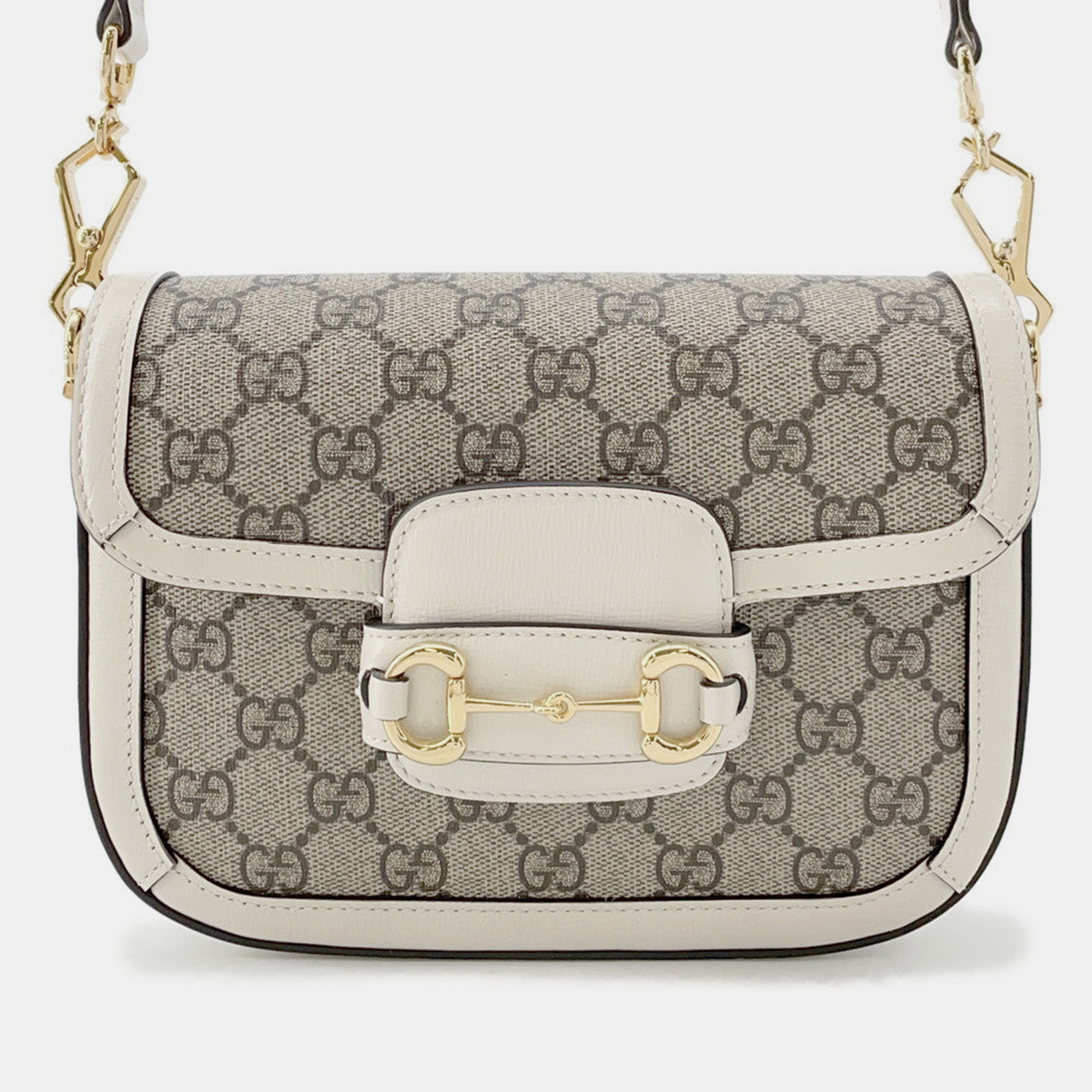 

Gucci Gg Supreme Horsebit Shoulder Bag Beige/Ivory Pvc Leather