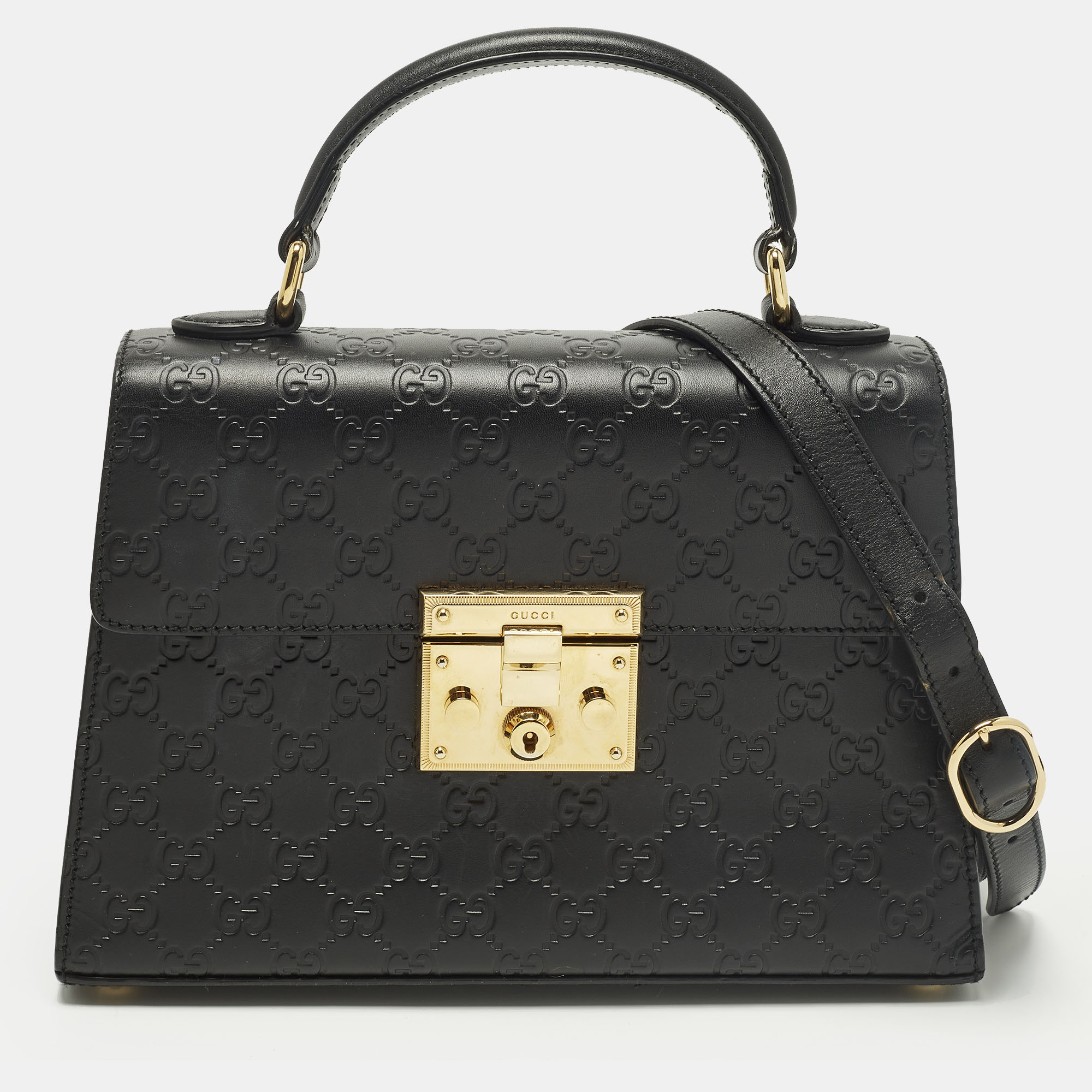 

Gucci Padlock  Black Guccissima Leather Top Handle Bag