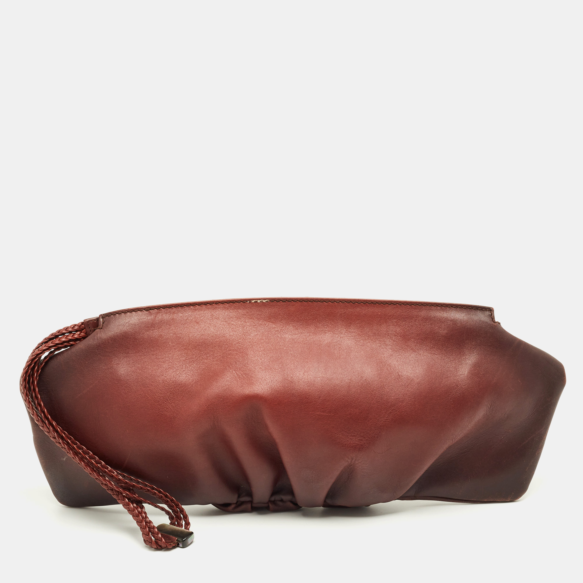 

Gucci Pleated Ombre Brown Leather Long Clutch