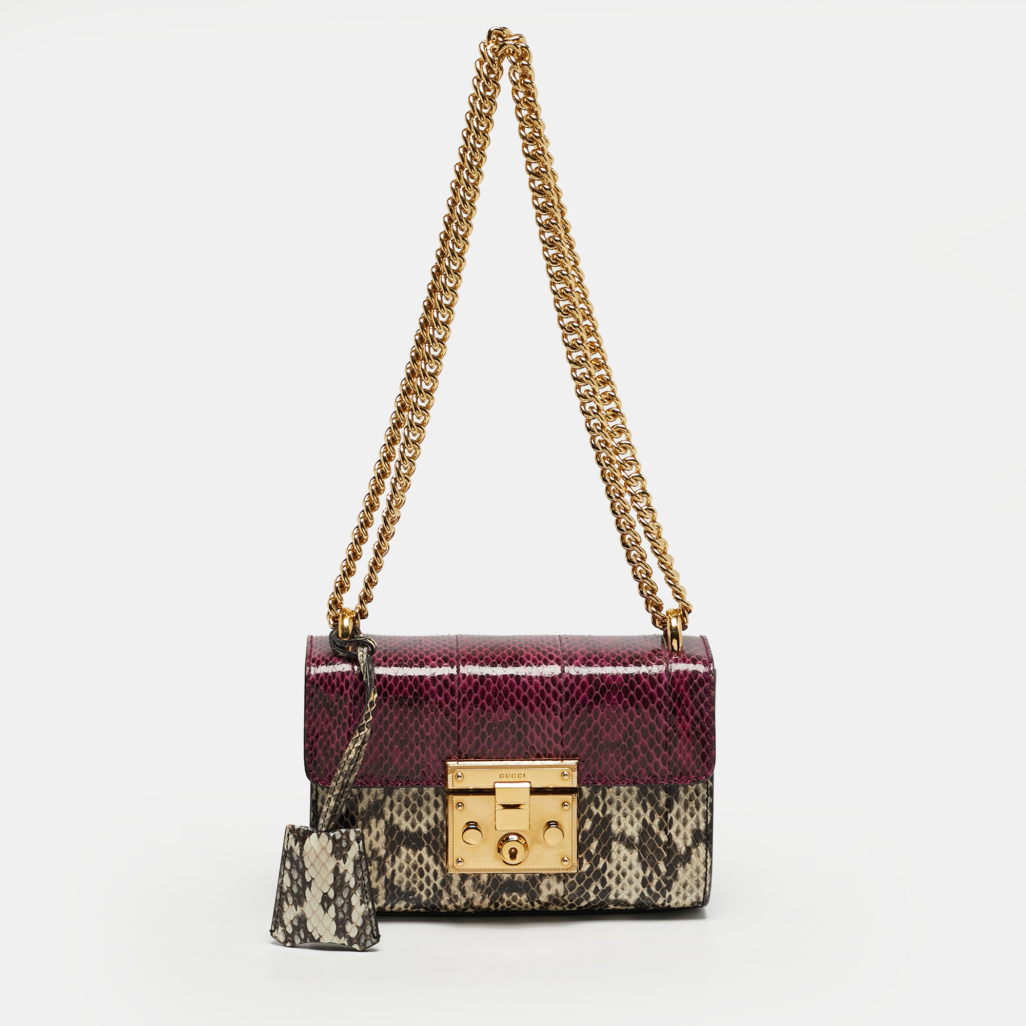 

Gucci Padlock Small Snakeskin Purple/Beige Shoulder Bag