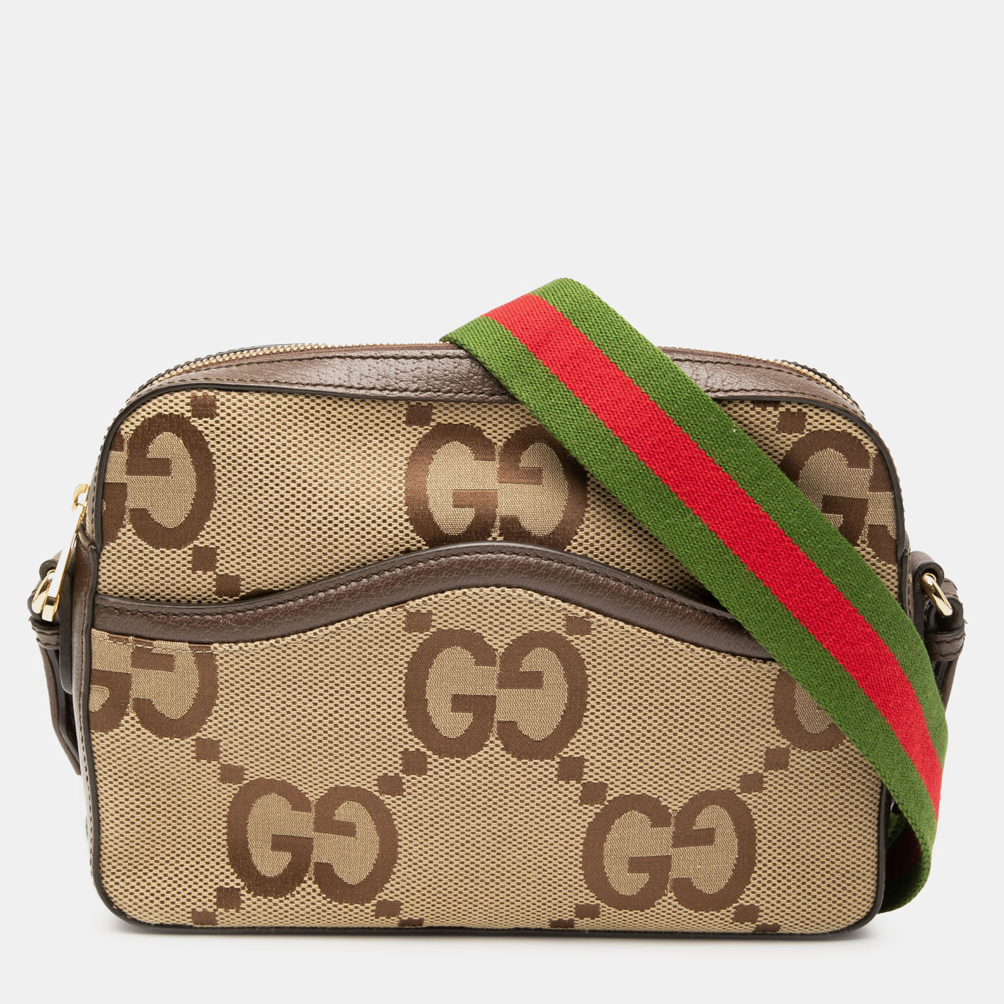

Gucci Brown Jumbo GG Canvas Web Crossbody