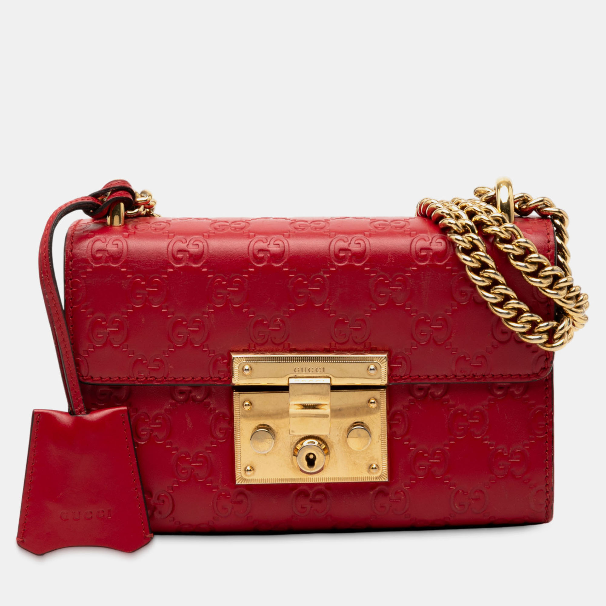 

Gucci Red Small Guccissima Padlock Crossbody