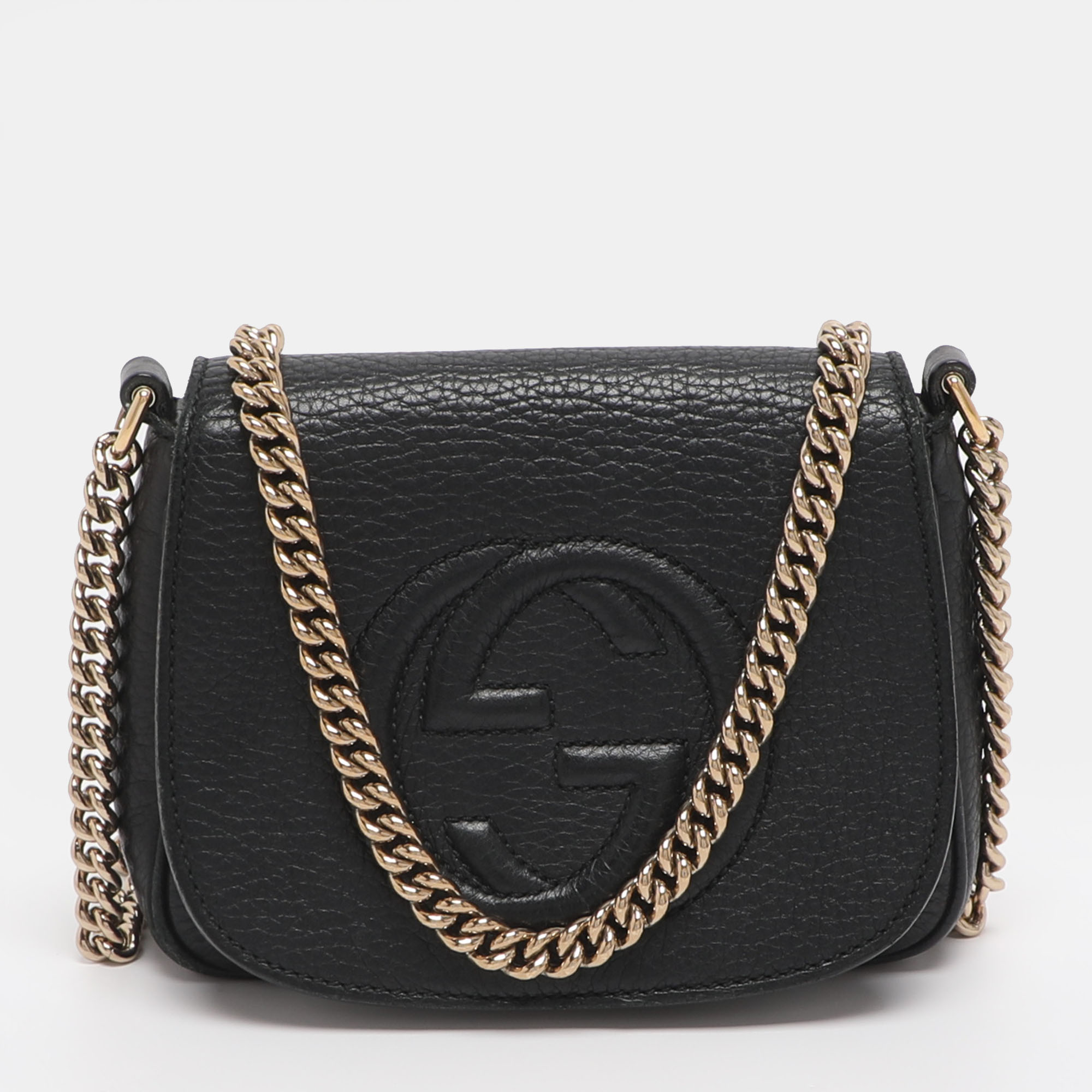 

Gucci Black Leather Soho Flap Chain Crossbody Bag