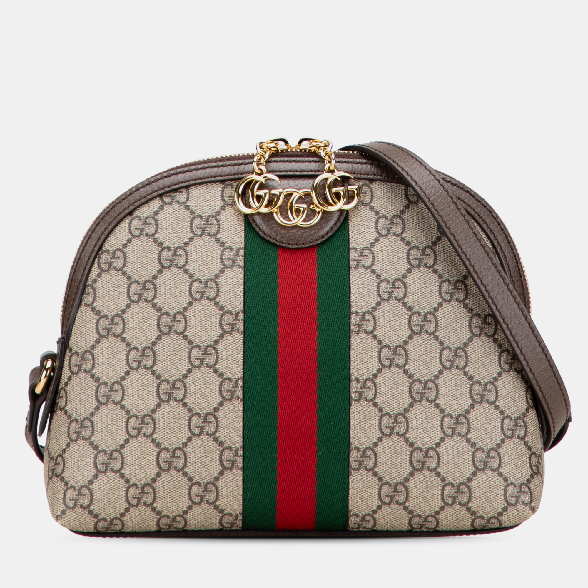 

Gucci Brown Small GG Supreme Ophidia Dome Crossbody