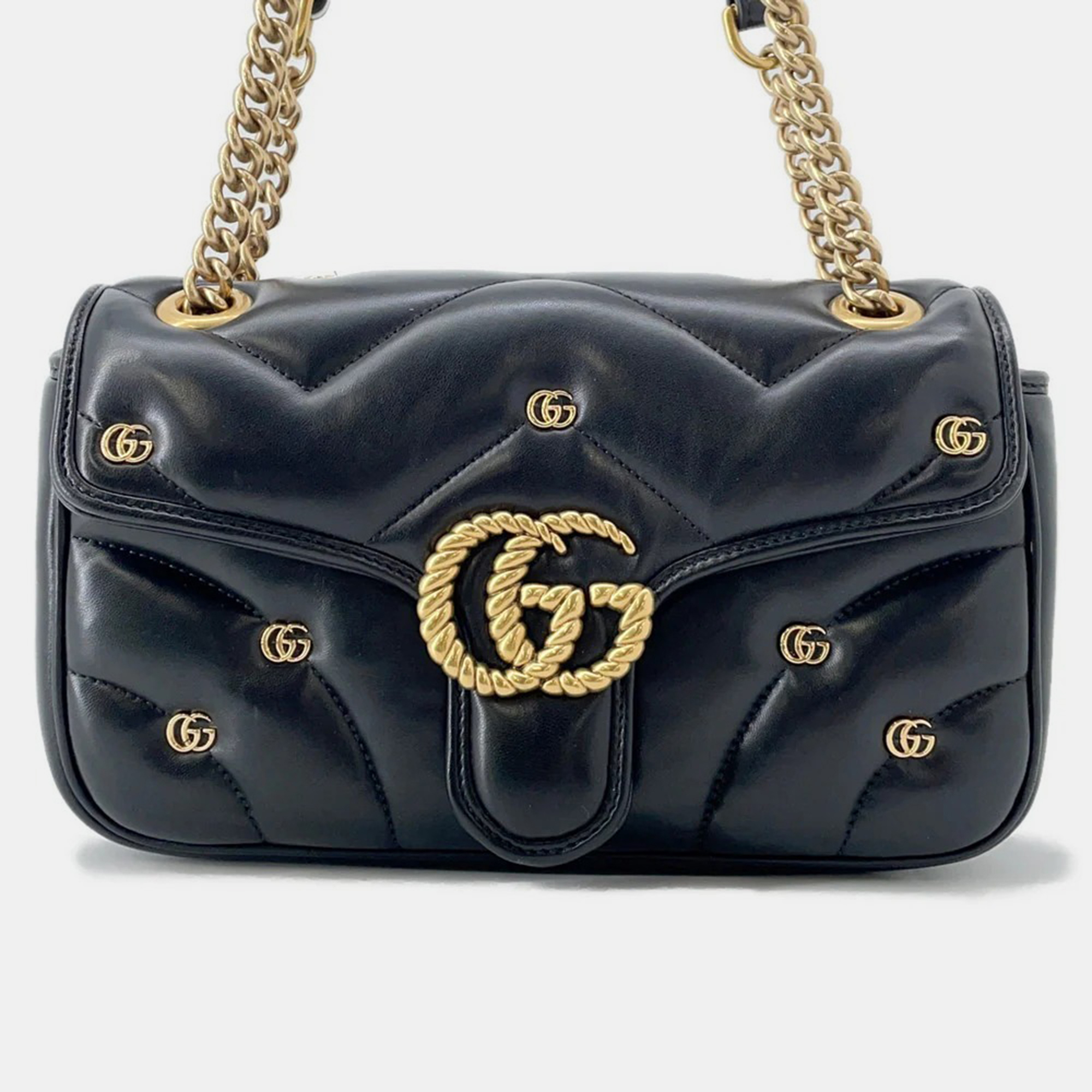 

Gucci GG Marmont Chain Shoulder Bag Black Leather