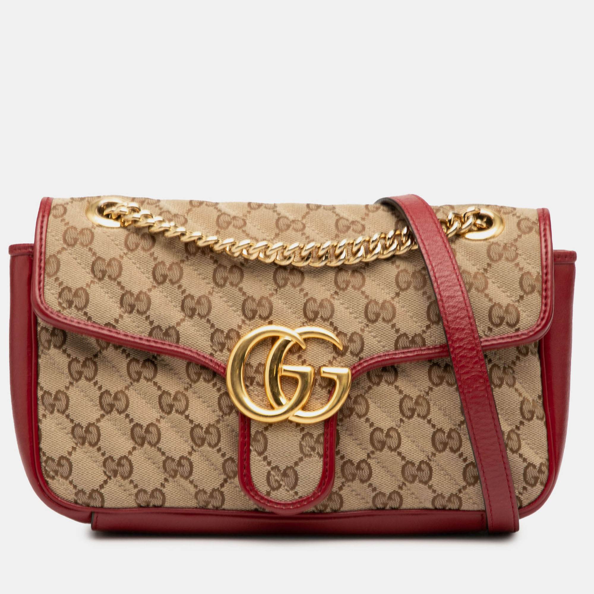 

Gucci Brown Medium GG Marmont Matelasse Diagonal GG Canvas and Leather Shoulder Bag