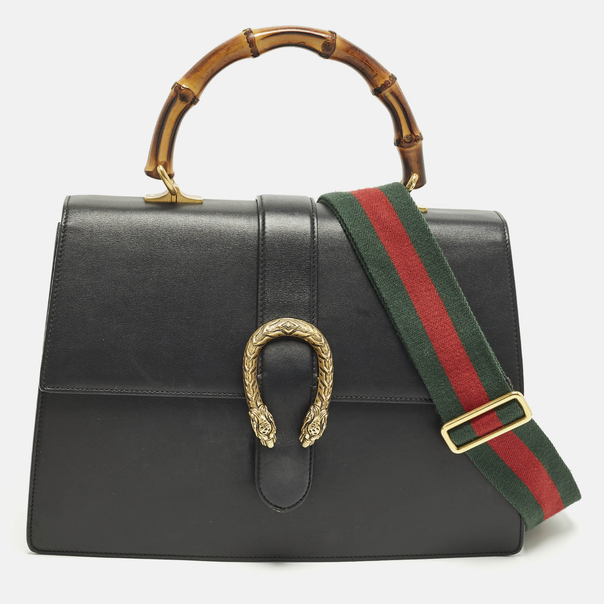 

Gucci Dionysus Bamboo Large Black Leather Top Handle Bag