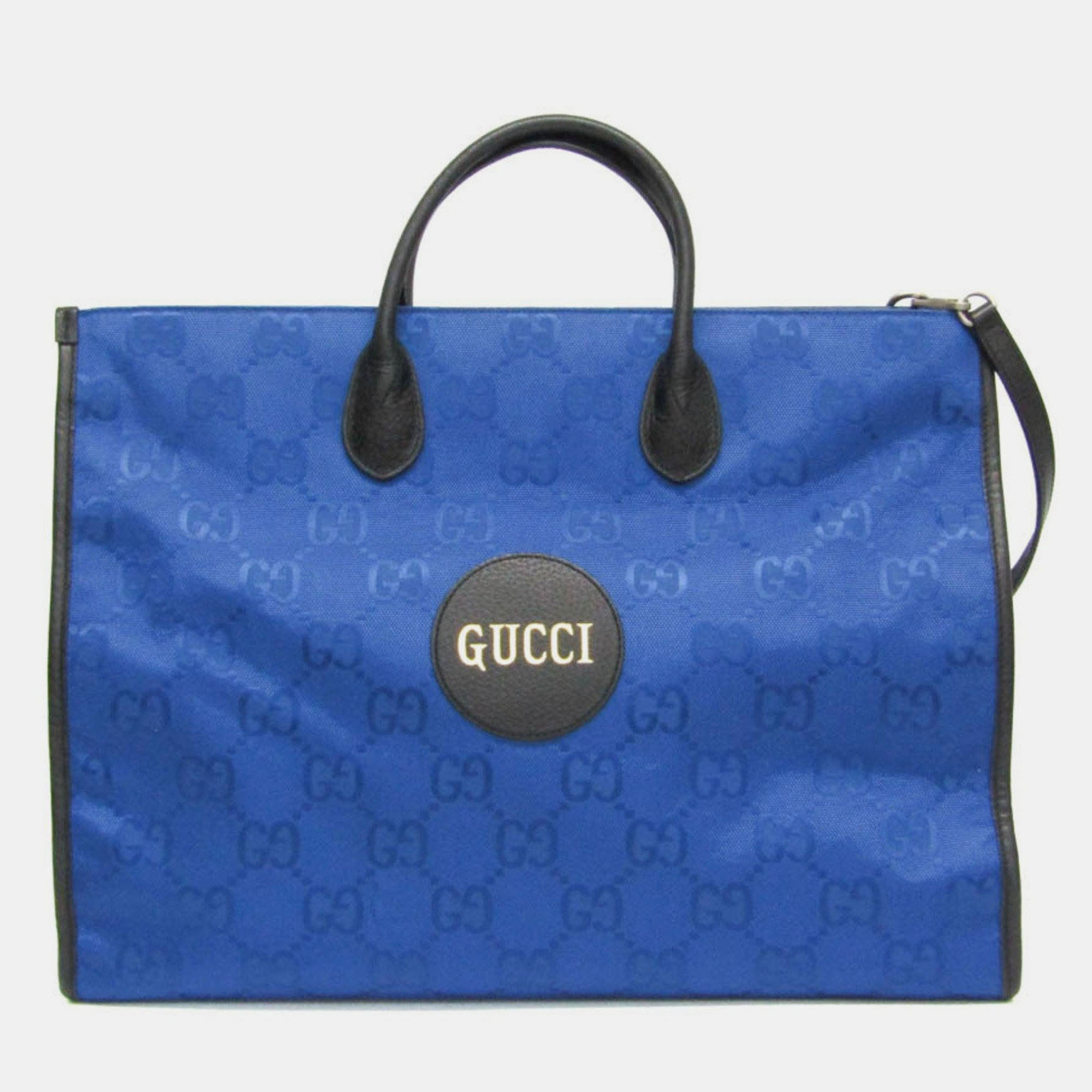 

Gucci Off The Grid GG Nylon Canvas Leather Shoulder Bag Black Blue