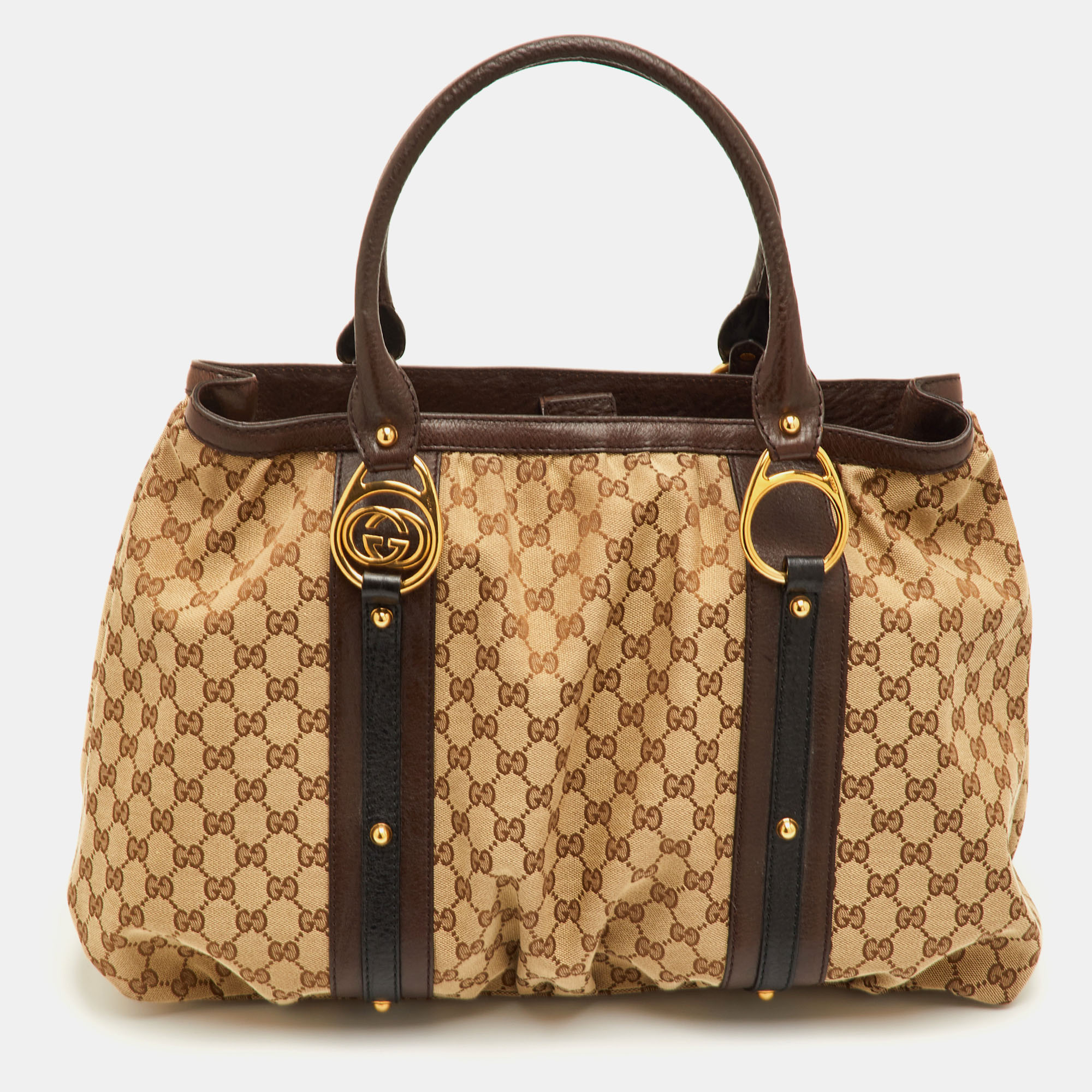 

Gucci Interlocking G Large Beige/Brown GG Canvas and Leather Tote