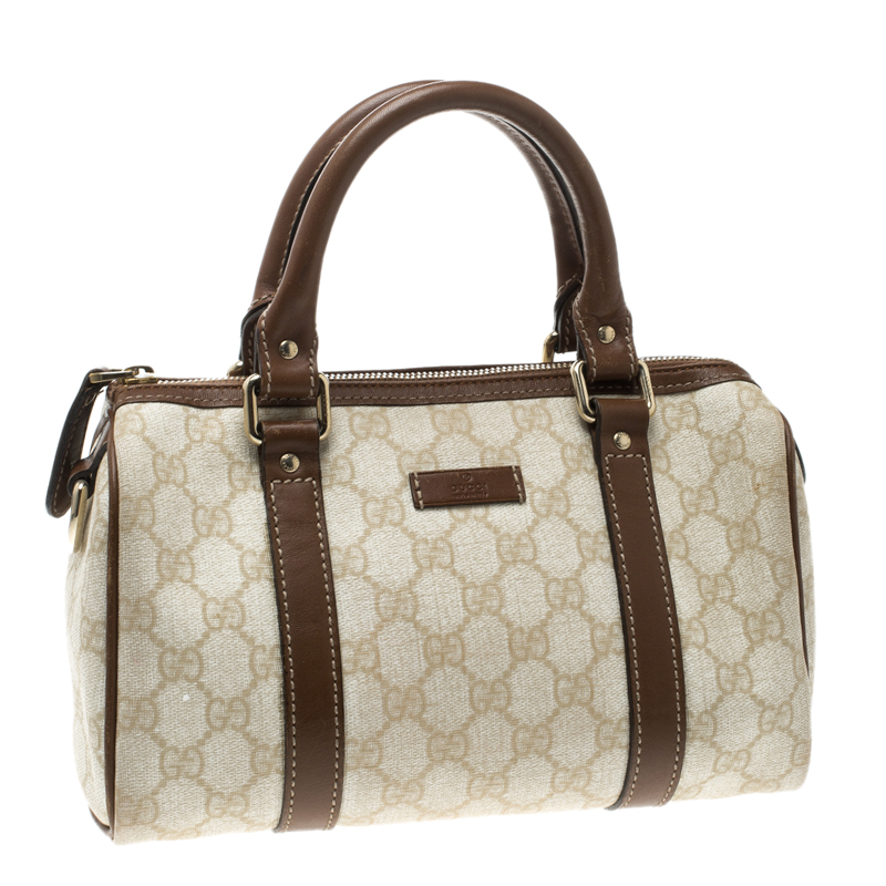 Gucci Beige Brown GG Coated Canvas Small Joy Boston Bag Gucci TLC