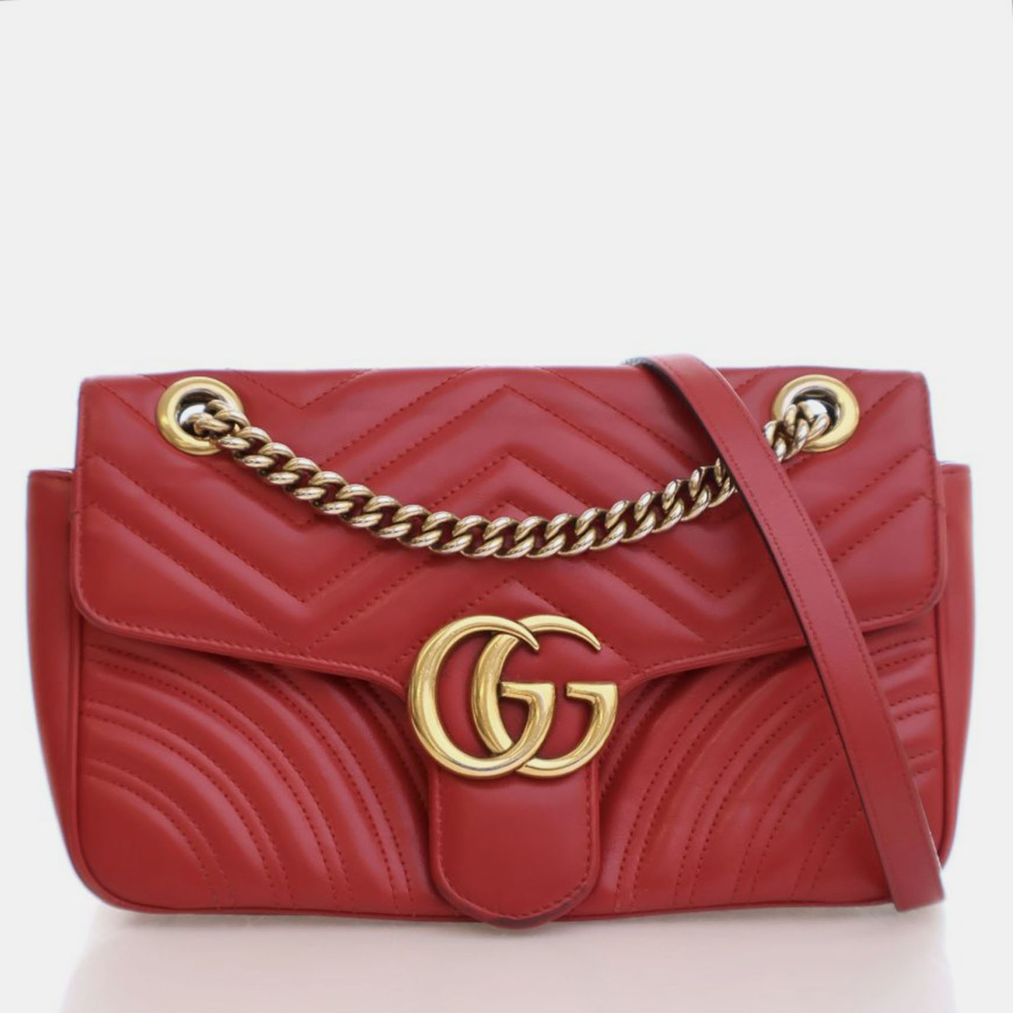 

Gucci Small Red Calf Marmont Shoulder Bag