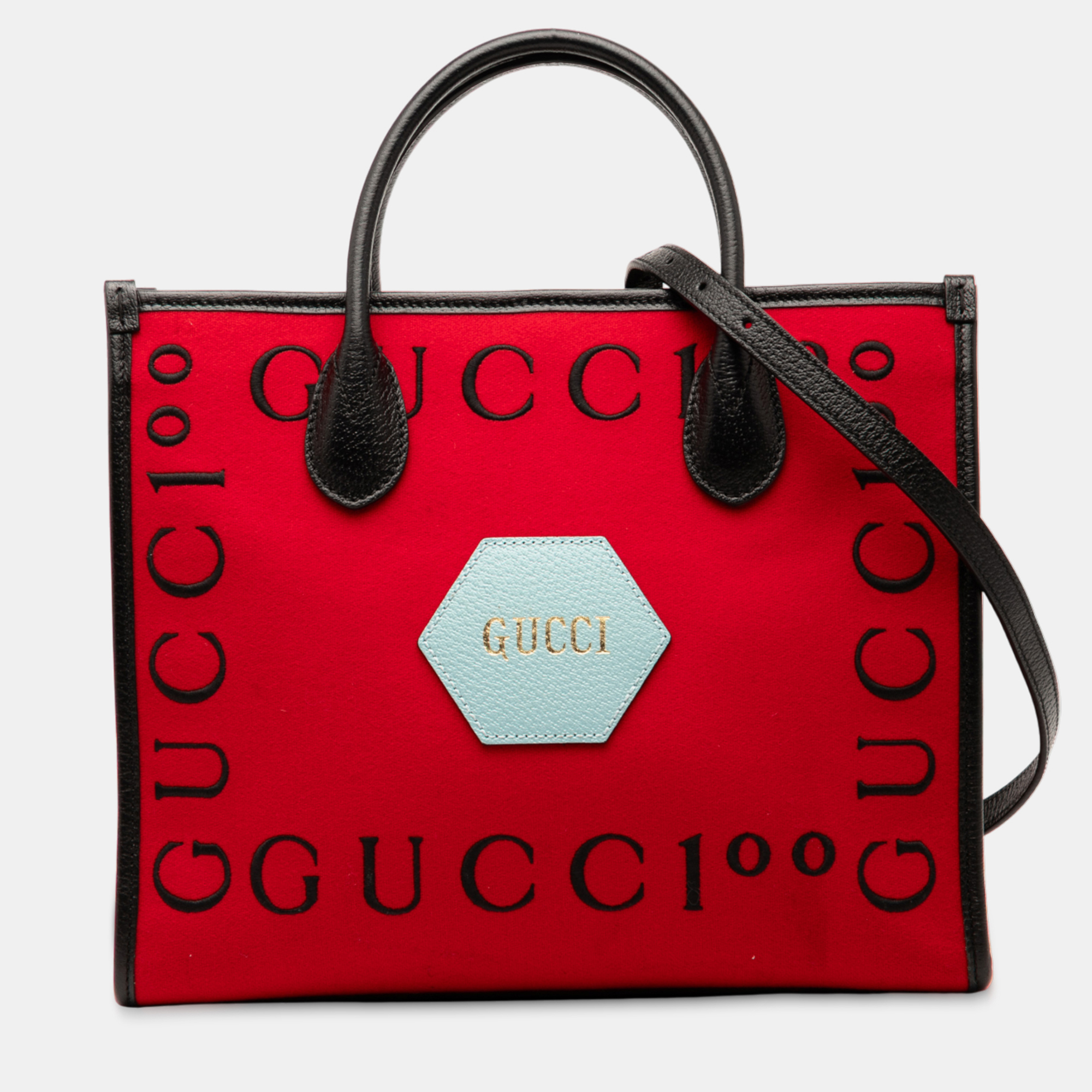 

Gucci Red Felt 100 Centennial Satchel