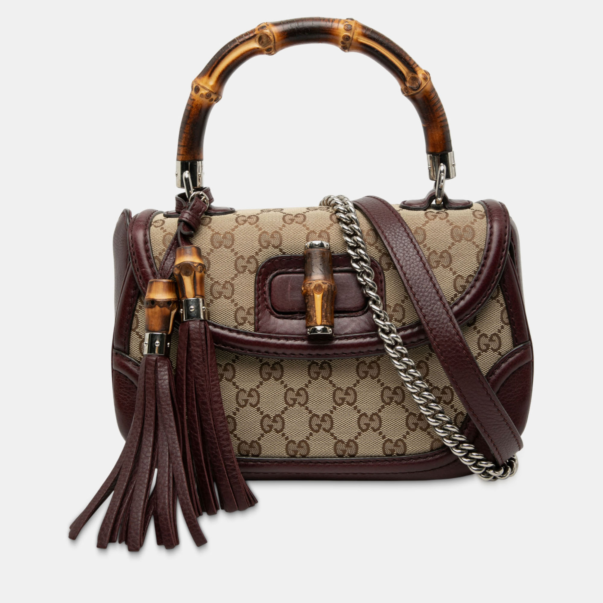 

Gucci Brown Medium GG Canvas New Bamboo Top Handle Bag