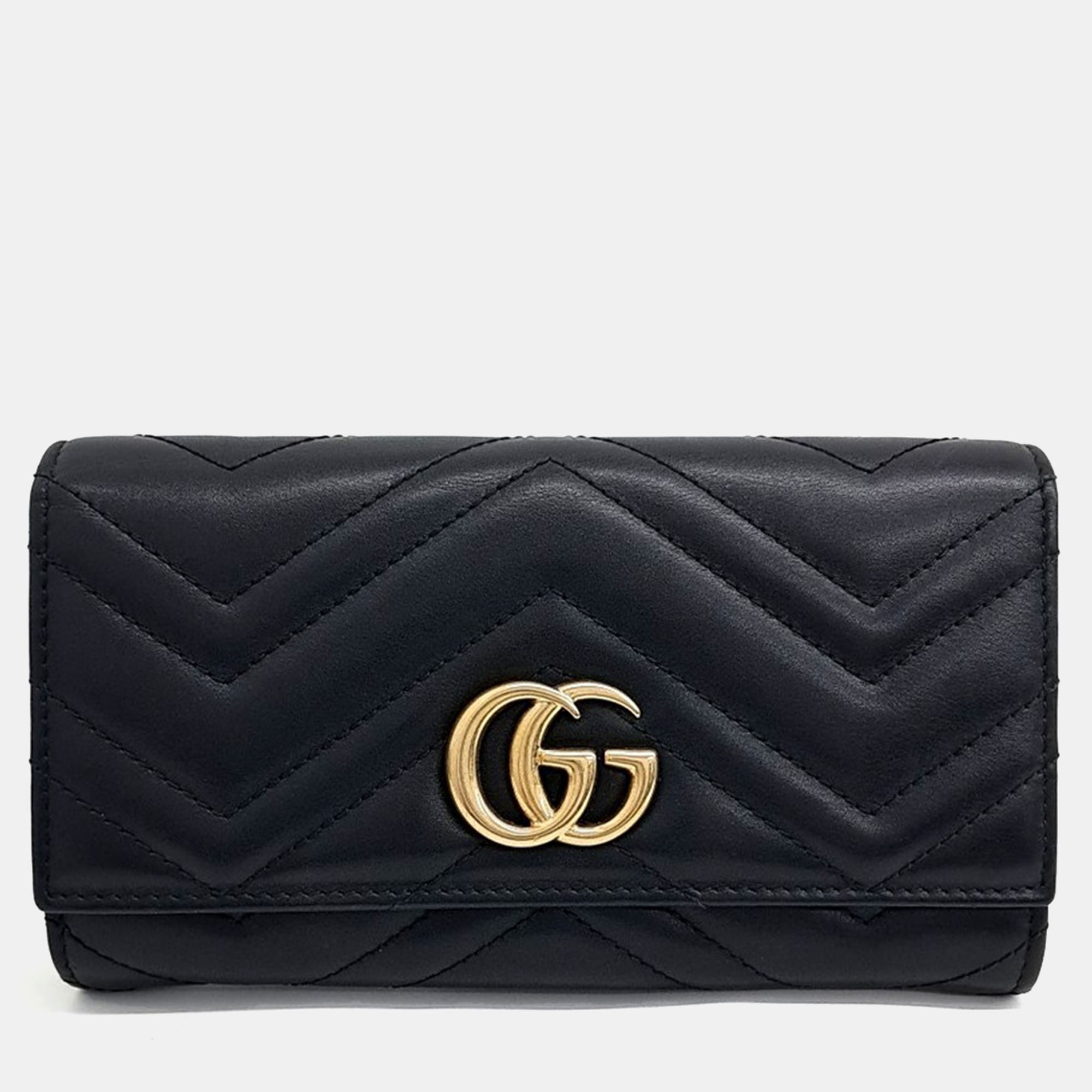 

Gucci Black Leather Marmont Long Wallet