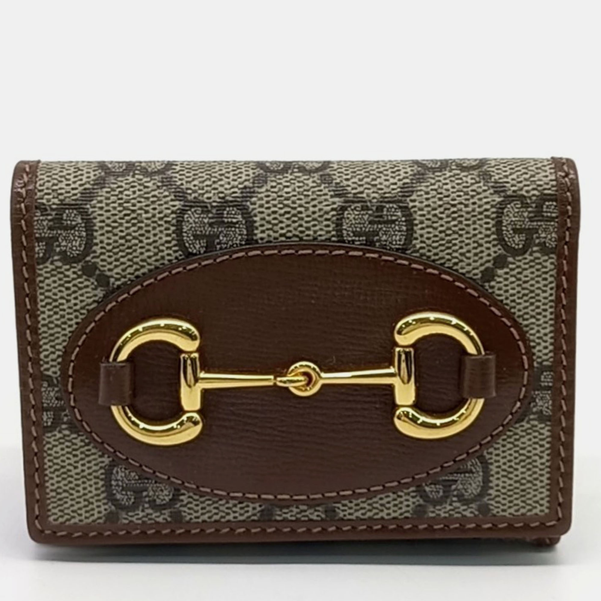 

Gucci Beige Brown PVC Horsebit Bifold Wallet