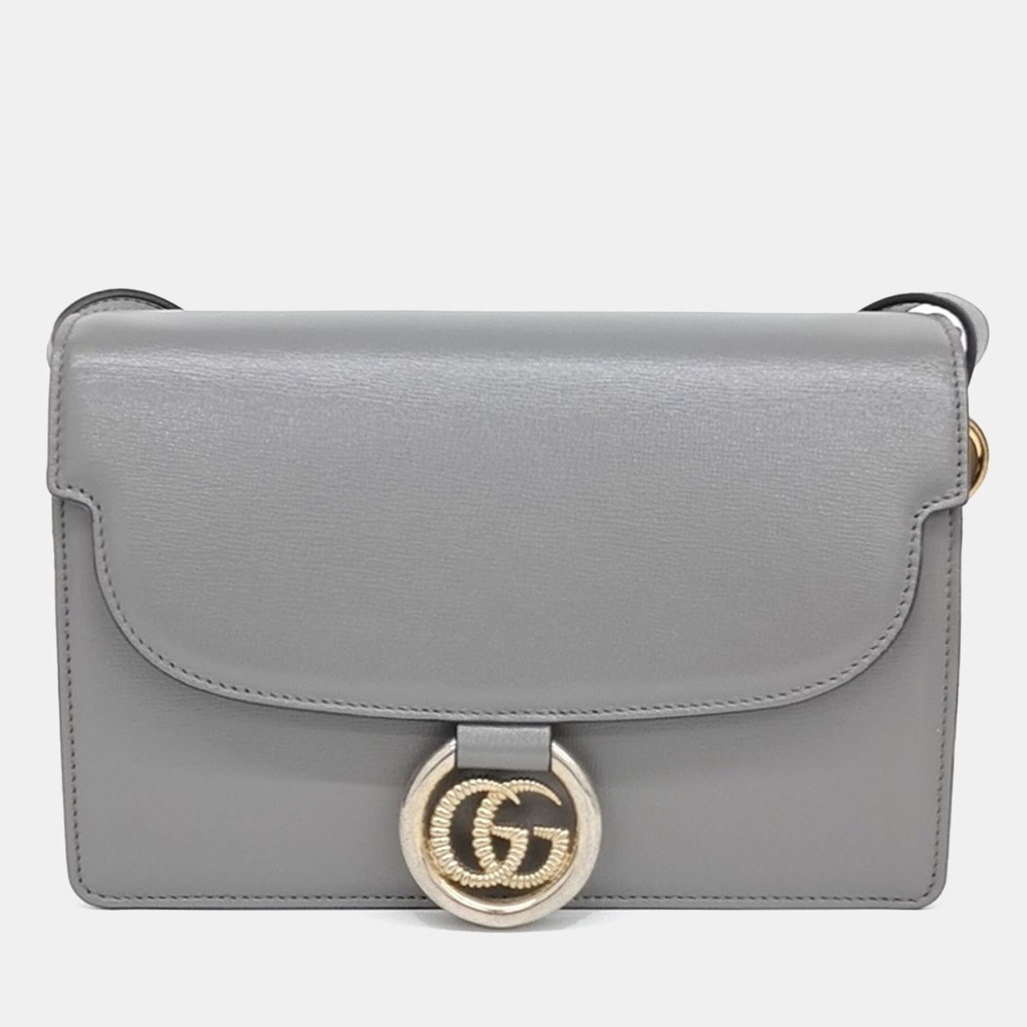 

Gucci Grey Leather GG Ring Leather Shoulder Bag