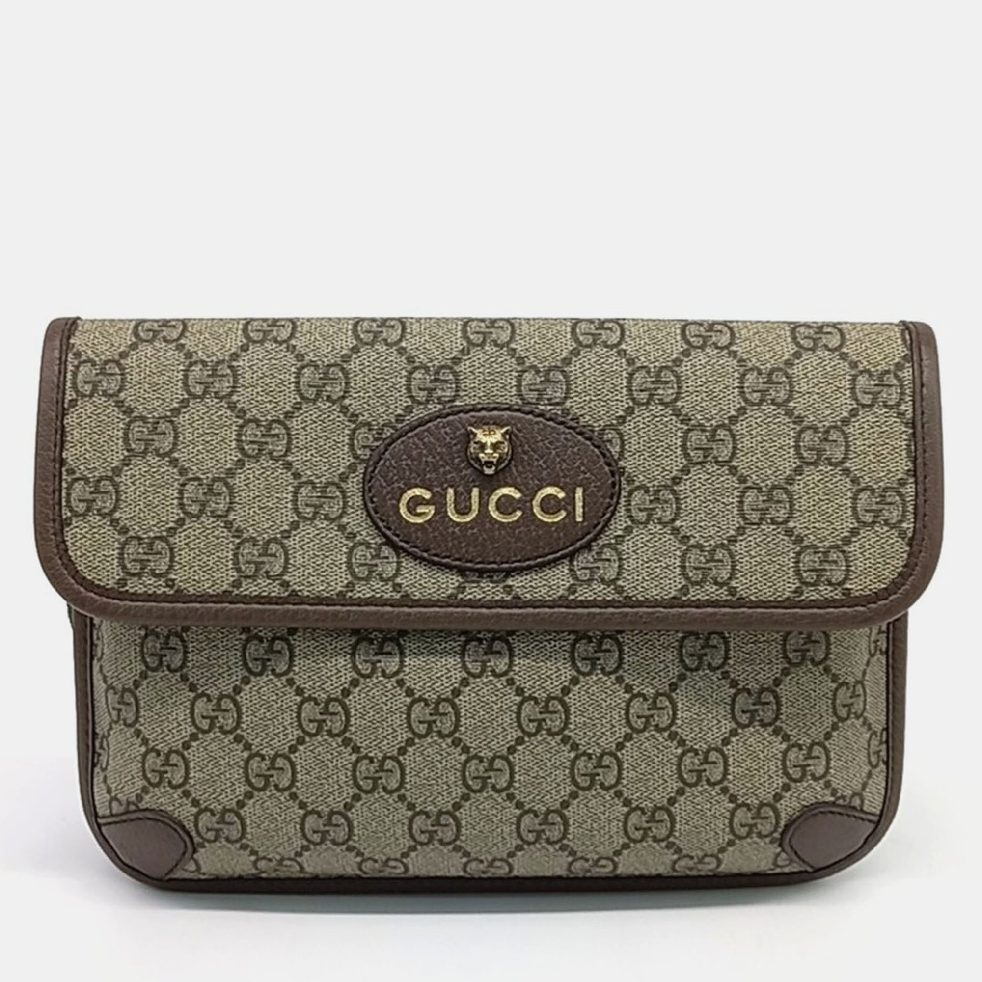 

Gucci Beige Brown Coated Canvas GG Supreme Belt Bag