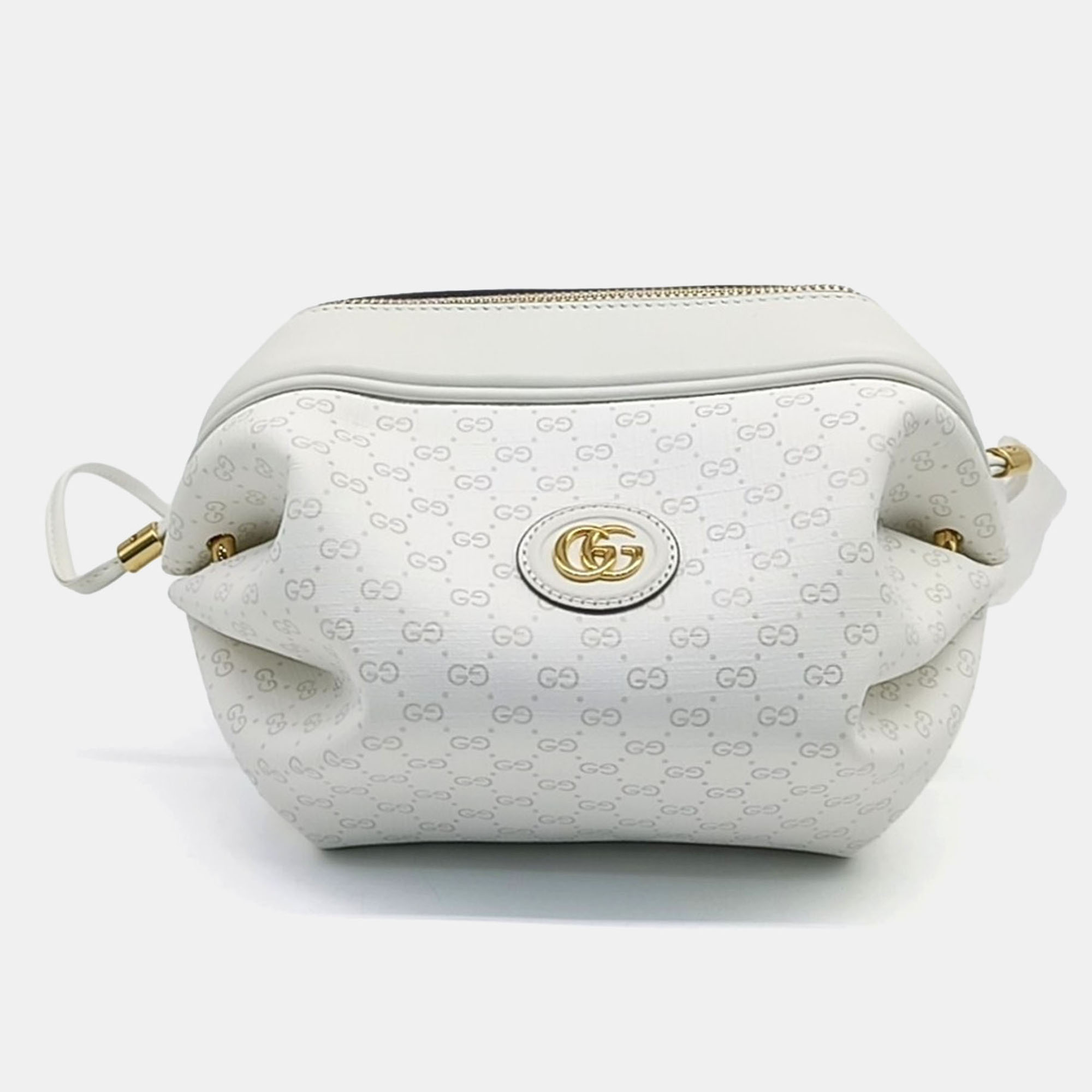 

Gucci White PVC GG Supreme Mini Crossbody Bag