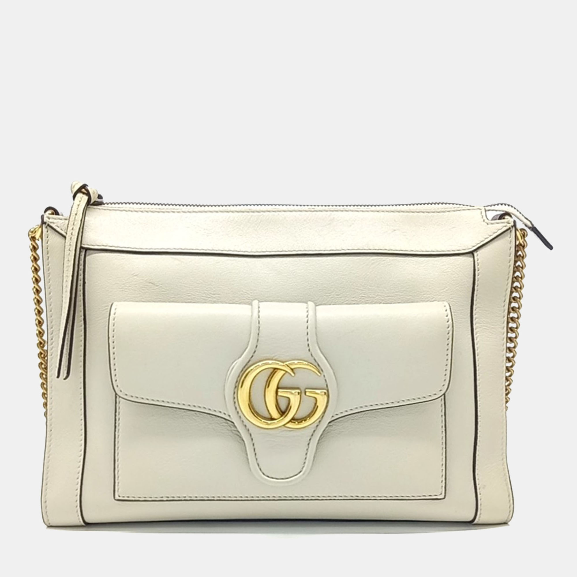 

Gucci White Leather GG Dahlia Chain Shoulder Bag