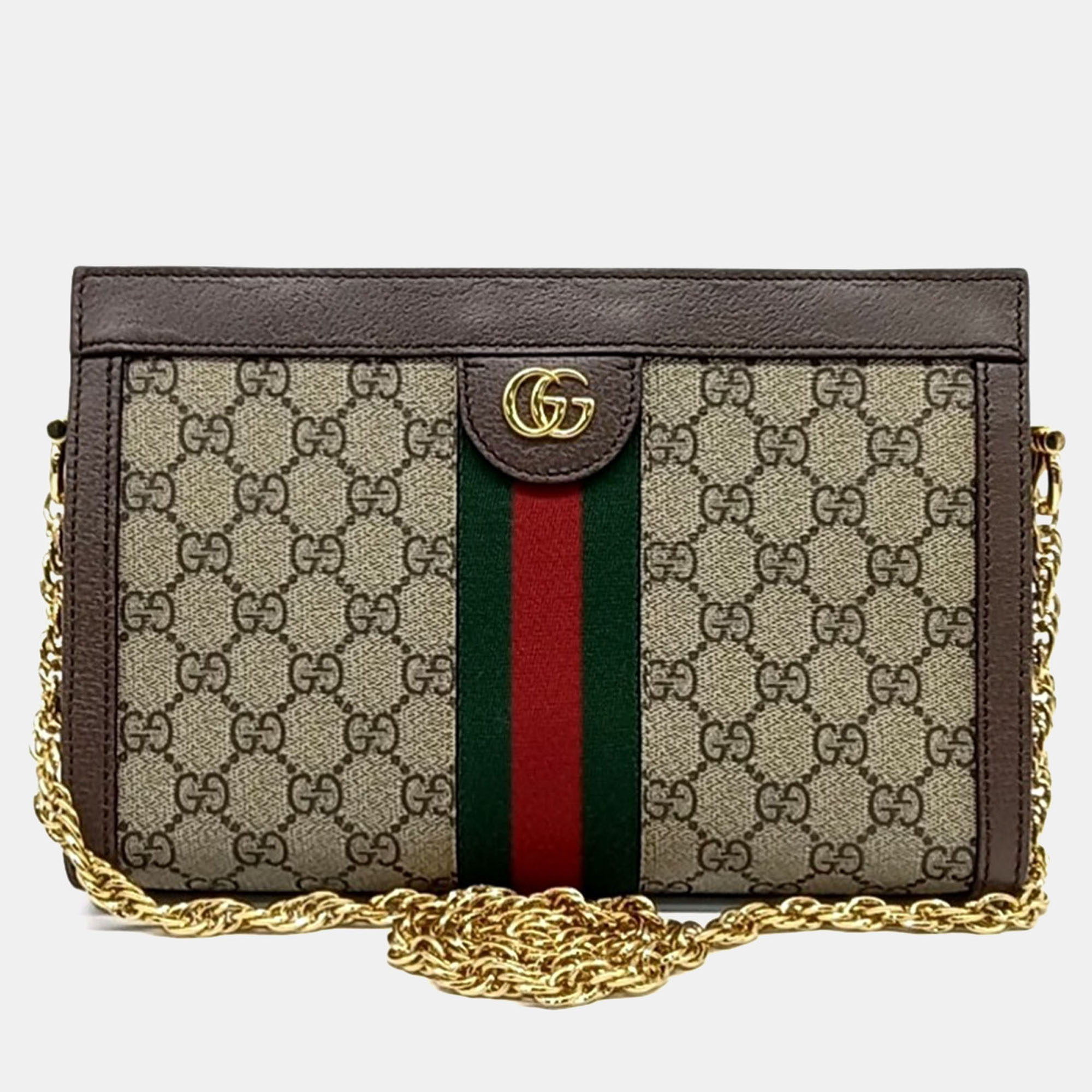 

Gucci Brown Coated Canvas Ophidia GG Supreme Shoulder Bag