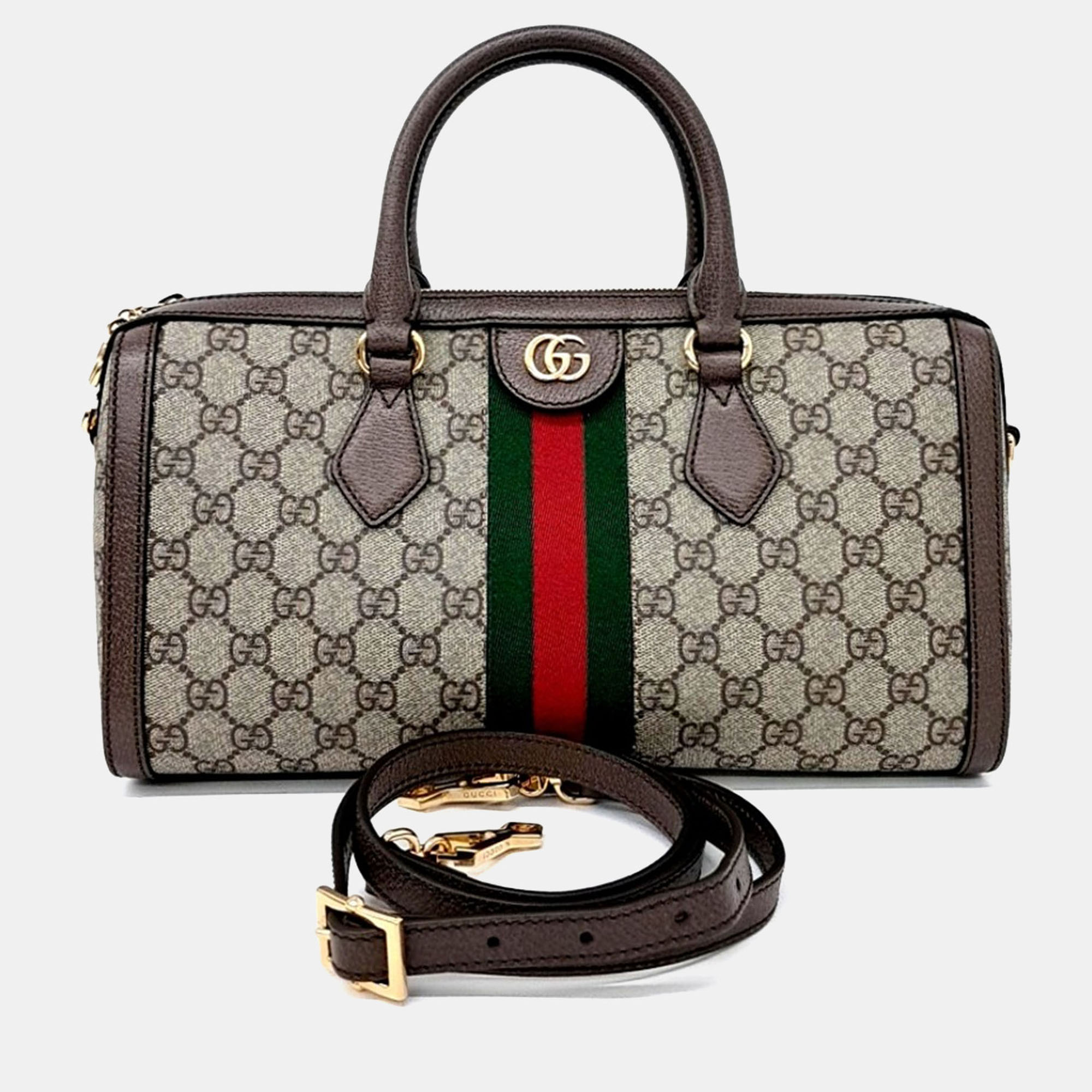 

Gucci Beige Coated Canvas Ophidia Medium Top Handle Bag