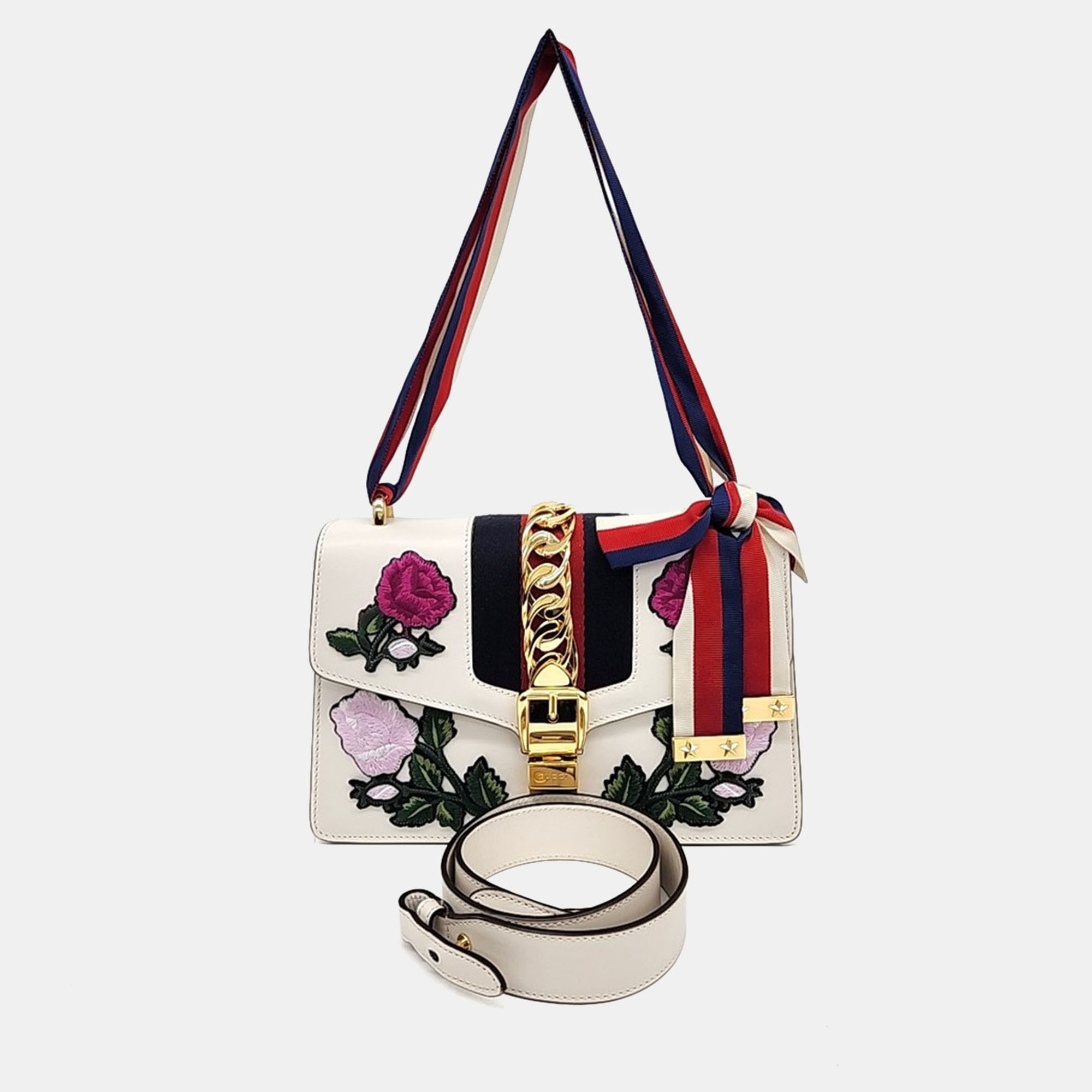 

Gucci White Leather Sylvie Bag