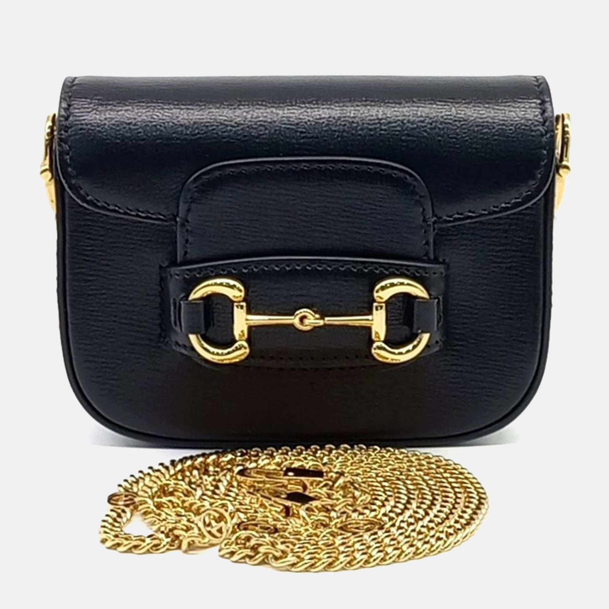 

Gucci Black Leather Horsebit 1955 Super Mini Bag