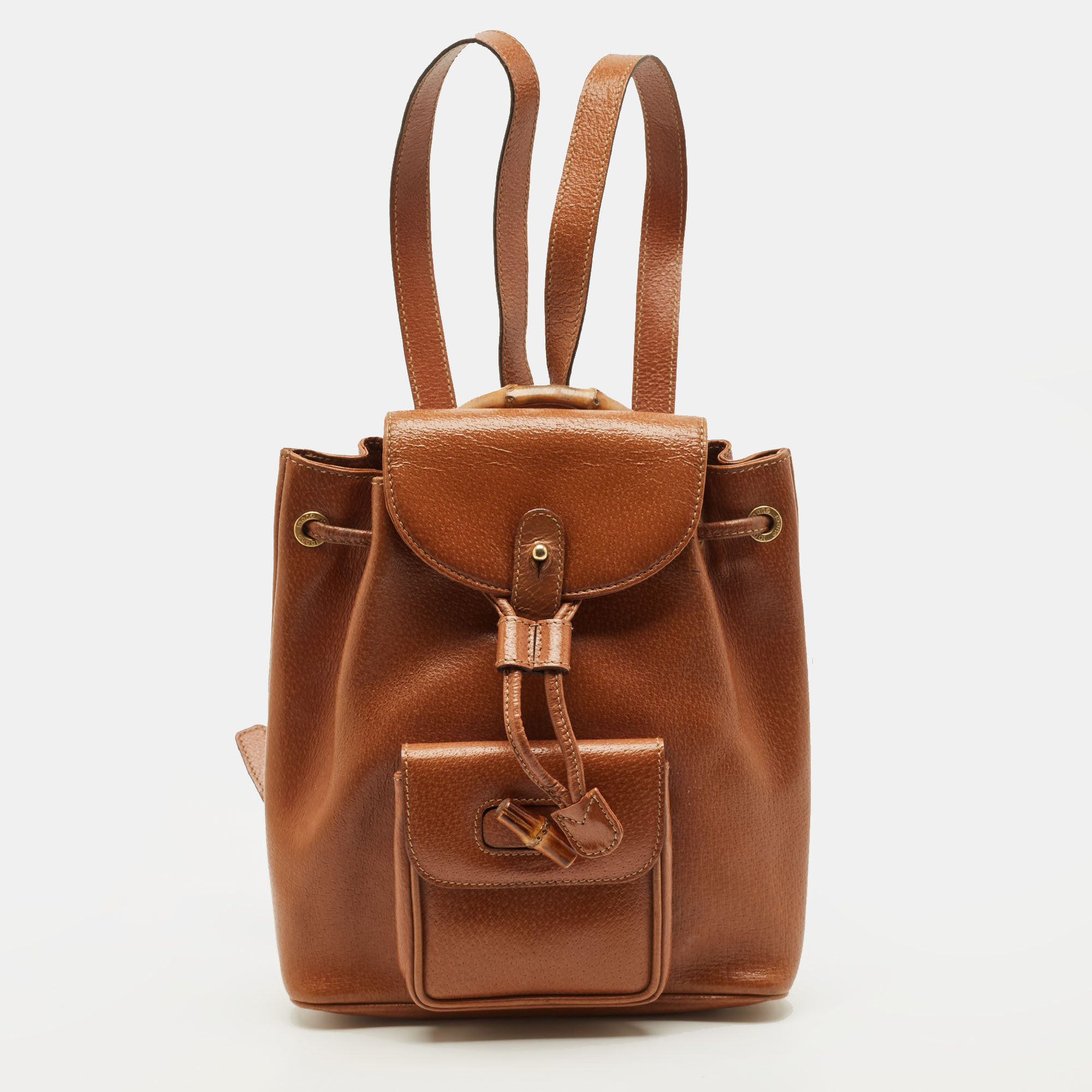 

Gucci Bamboo Brown Leather Drawstring Backpack