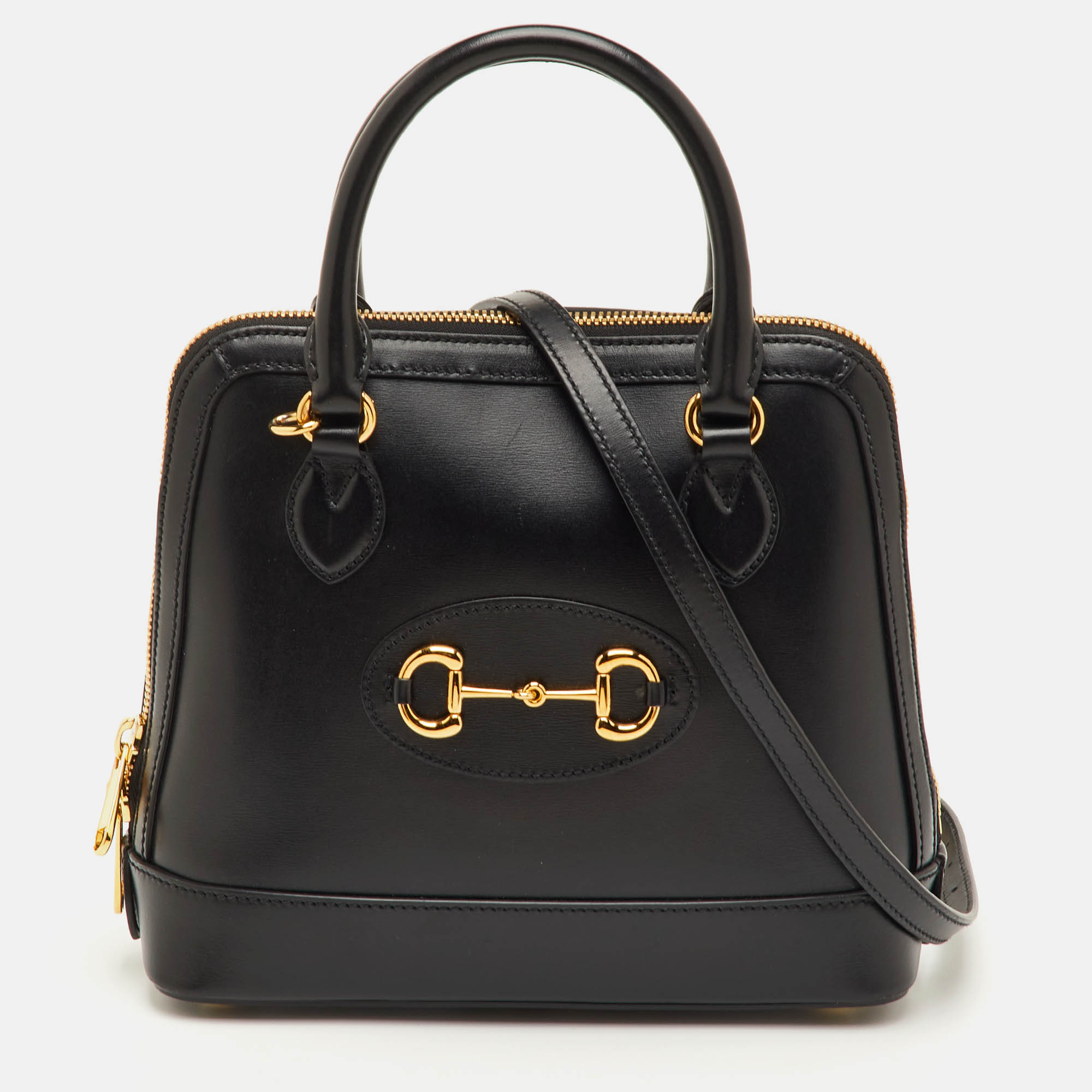 

Gucci Horsebit 1955 Small Black Leather Zip Satchel