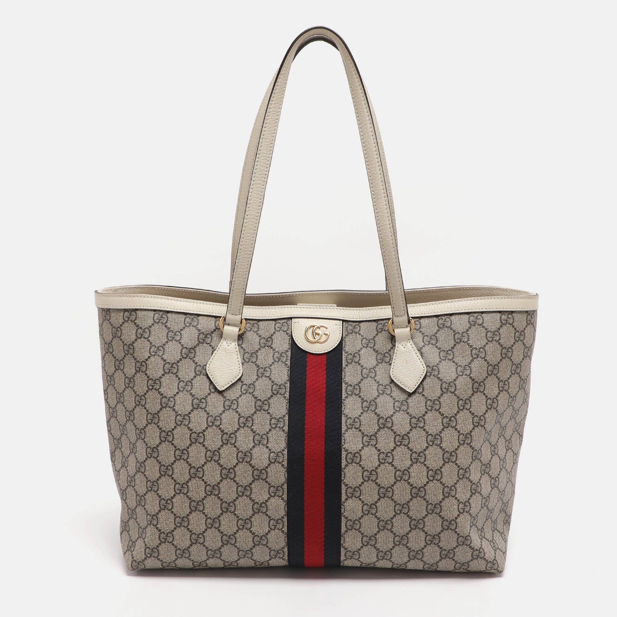 

Gucci Ophidia  Blue/Beige GG Supreme Canvas and Leather Tote
