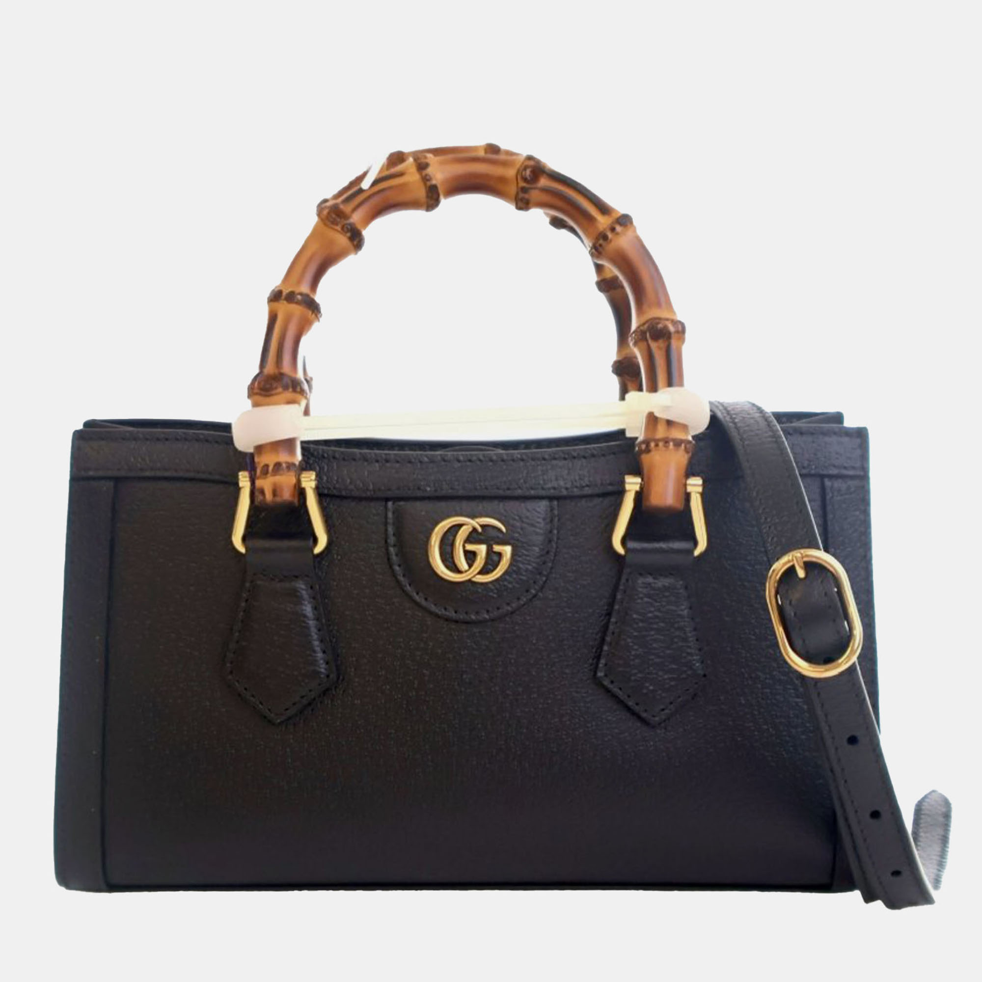 

Gucci Black Small Calfskin Bamboo Diana Tote