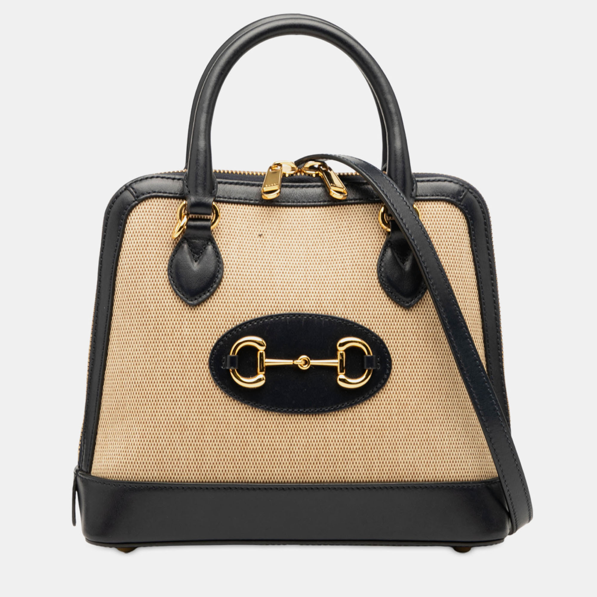 

Gucci Beige/Black Small Canvas Horsebit 1955 Satchel