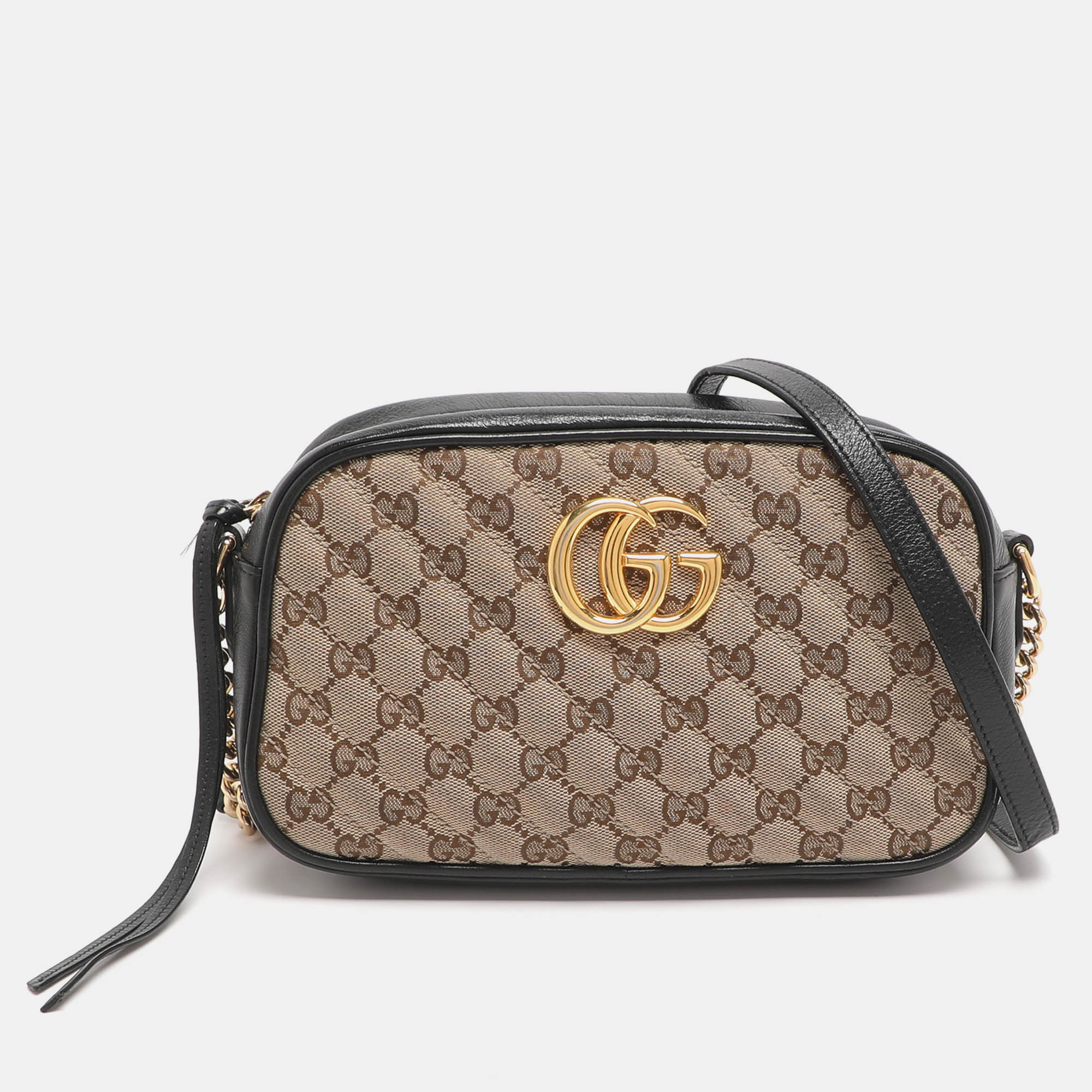 

Gucci GG Marmont Small Black/Beige GG Canvas and Leather Camera Bag