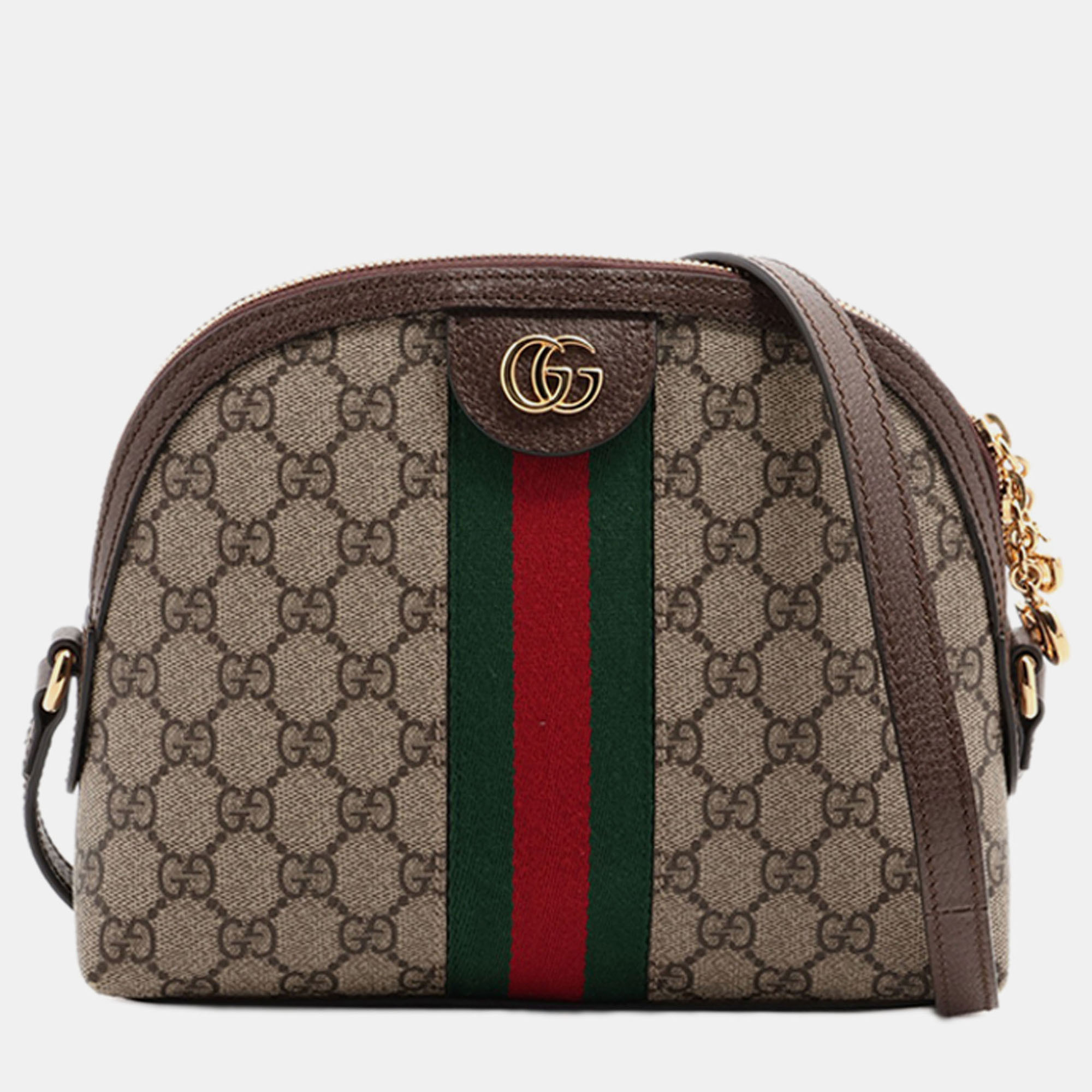 

Gucci Brown Small GG Supreme Ophidia Dome Crossbody
