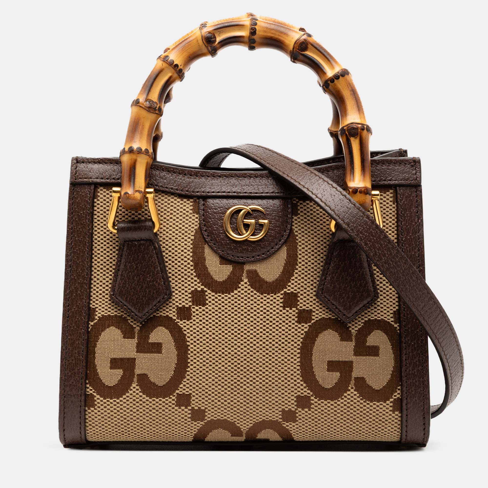 

Gucci Brown Mini Jumbo GG Canvas Bamboo Diana Satchel