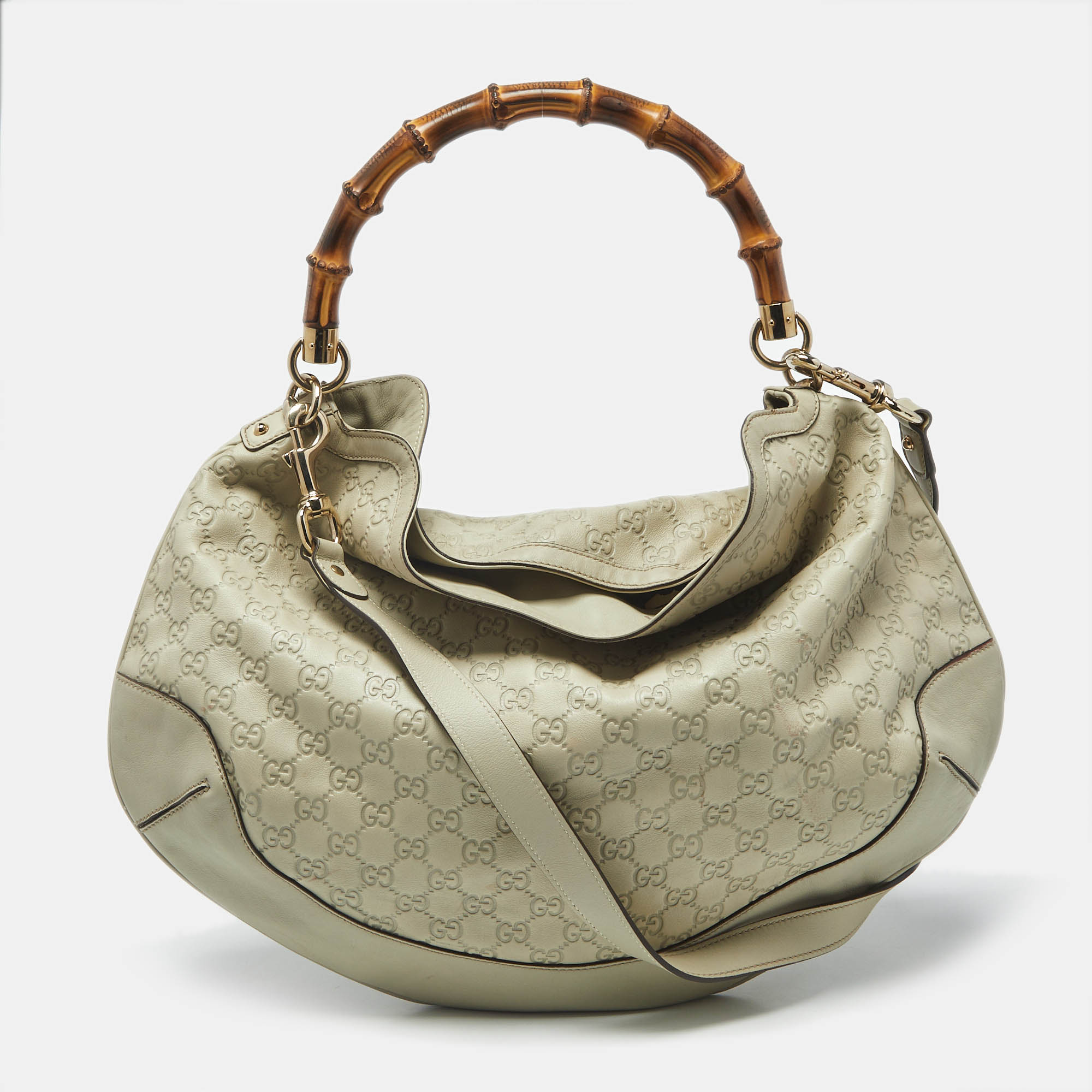 

Gucci Peggy Bamboo Light Cream Guccissima Leather Hobo