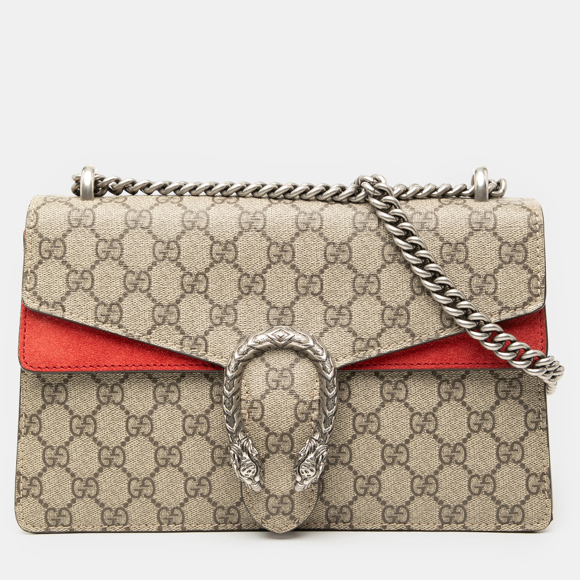 

Gucci Brown/Red Medium GG Supreme Dionysus Shoulder Bag