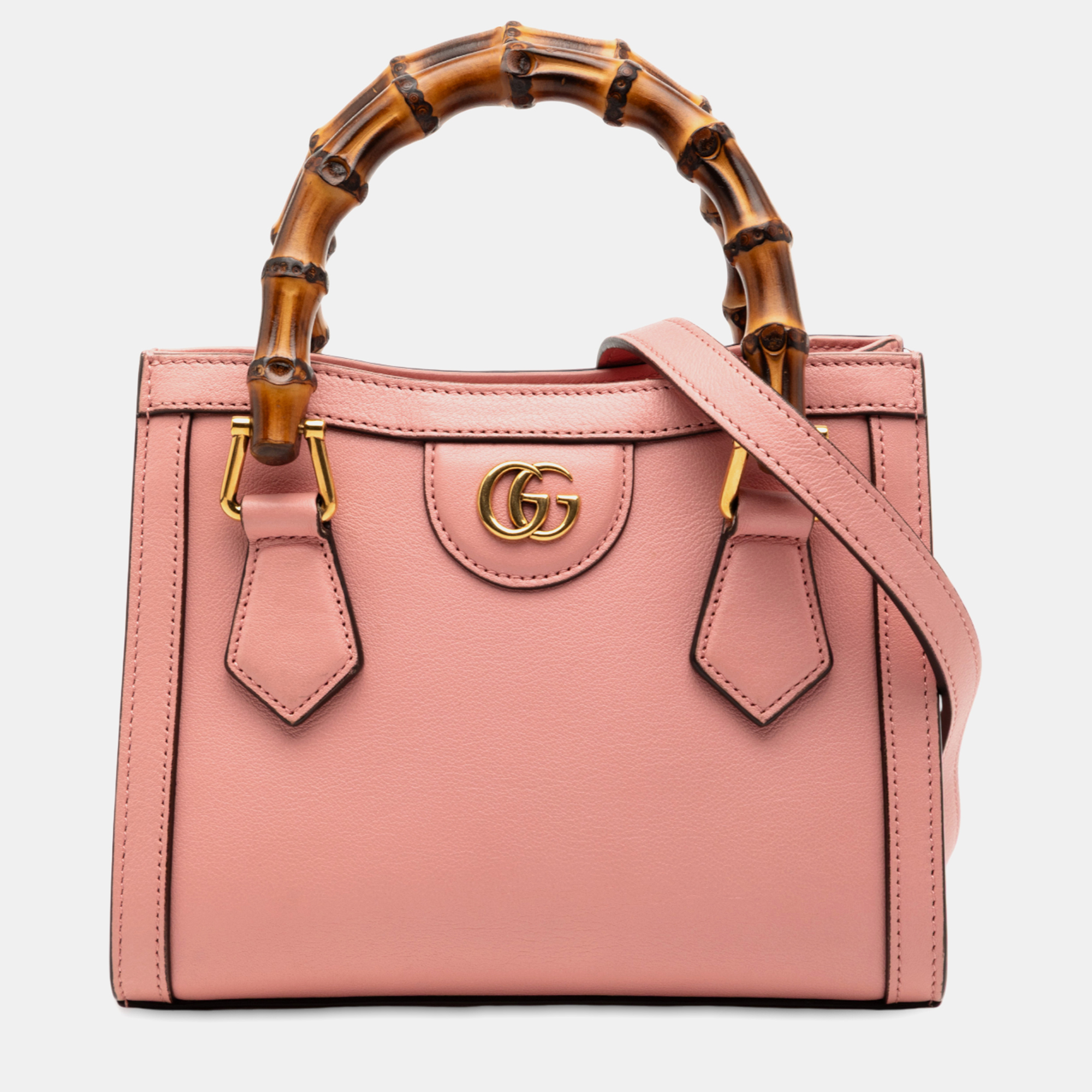 

Gucci Pink Mini Calfskin Bamboo Diana Satchel